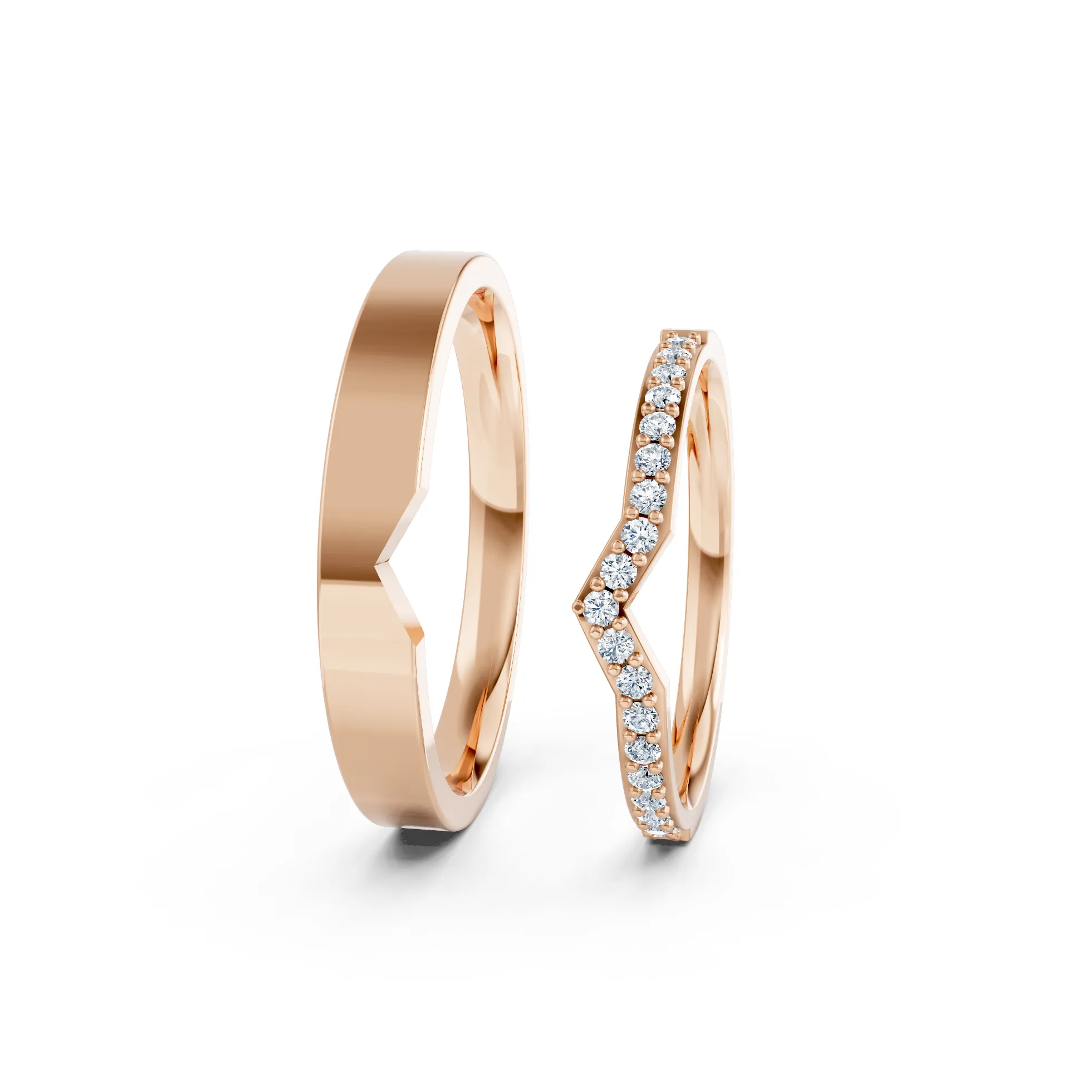 Chevron Diamond Couple Ring Set - Image 9