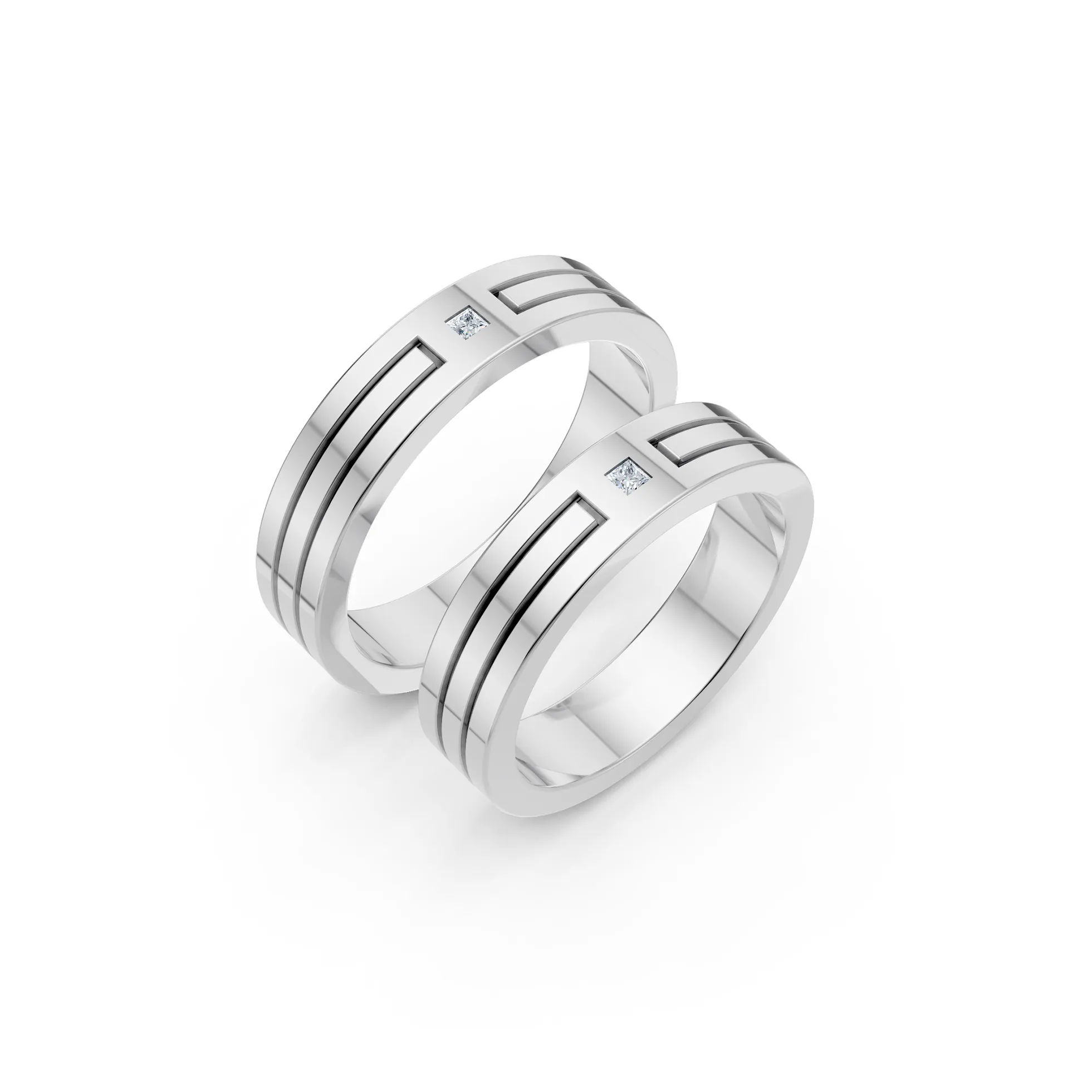 Classic Gold Diamond Couple Ring - Image 2
