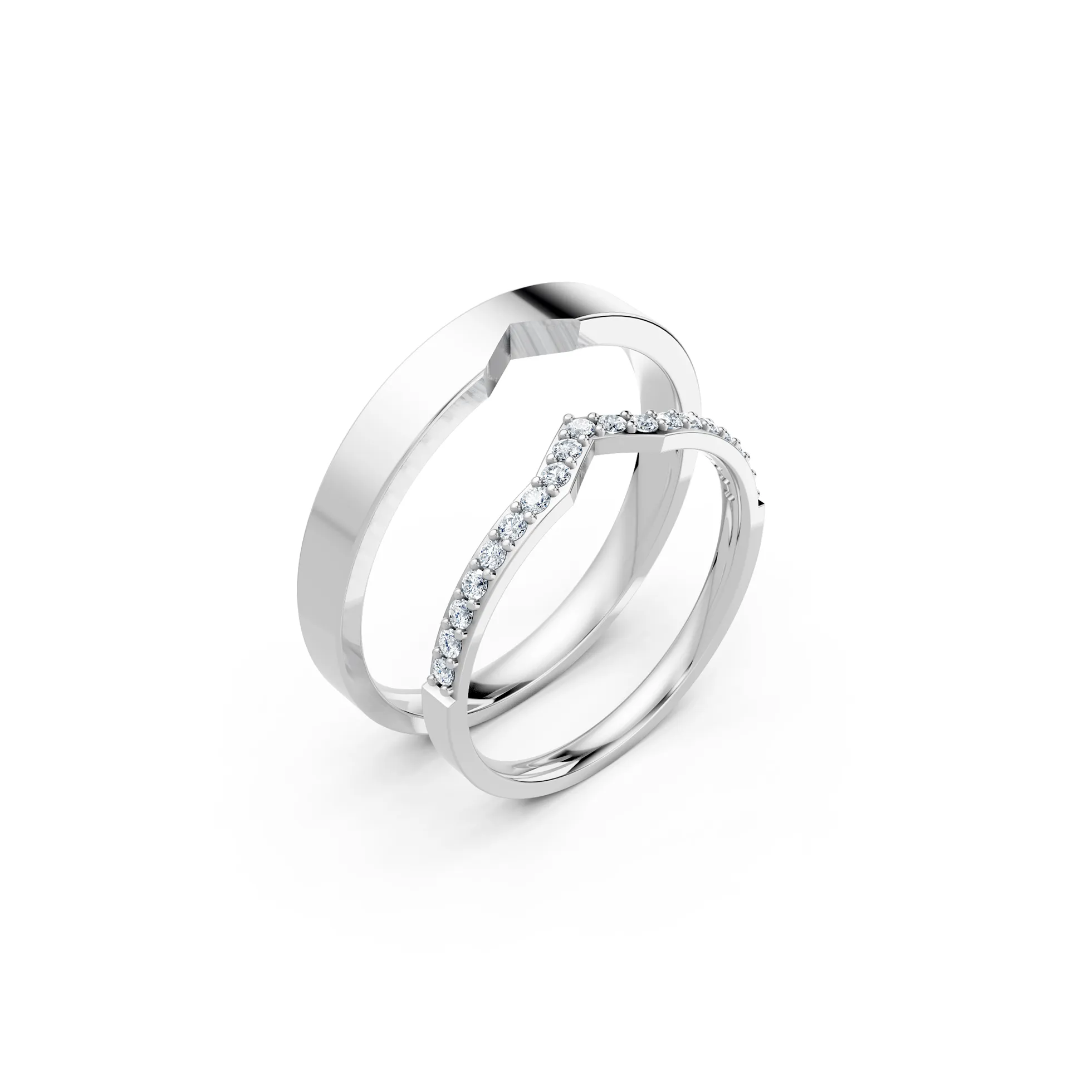 Chevron Diamond Couple Ring Set - Image 2