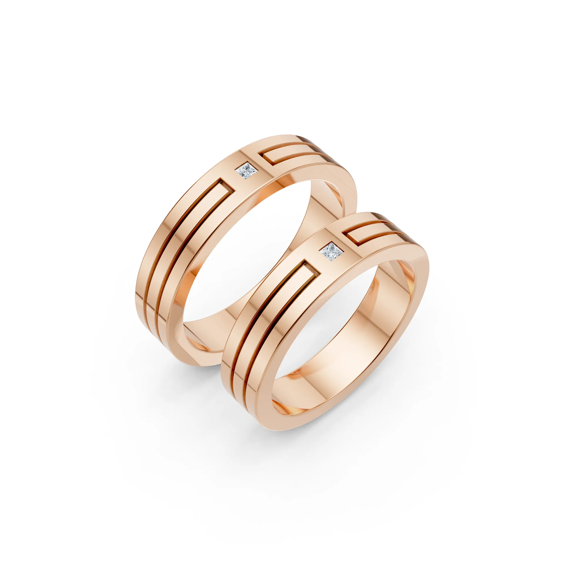 Classic Gold Diamond Couple Ring - Image 3