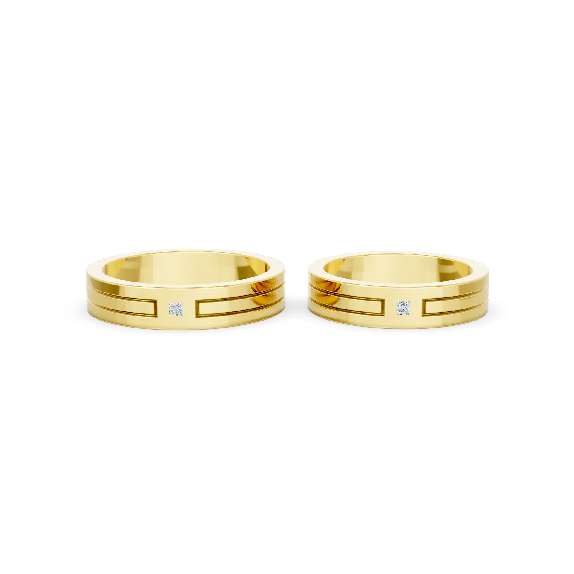 Classic Gold Diamond Couple Ring - Image 4