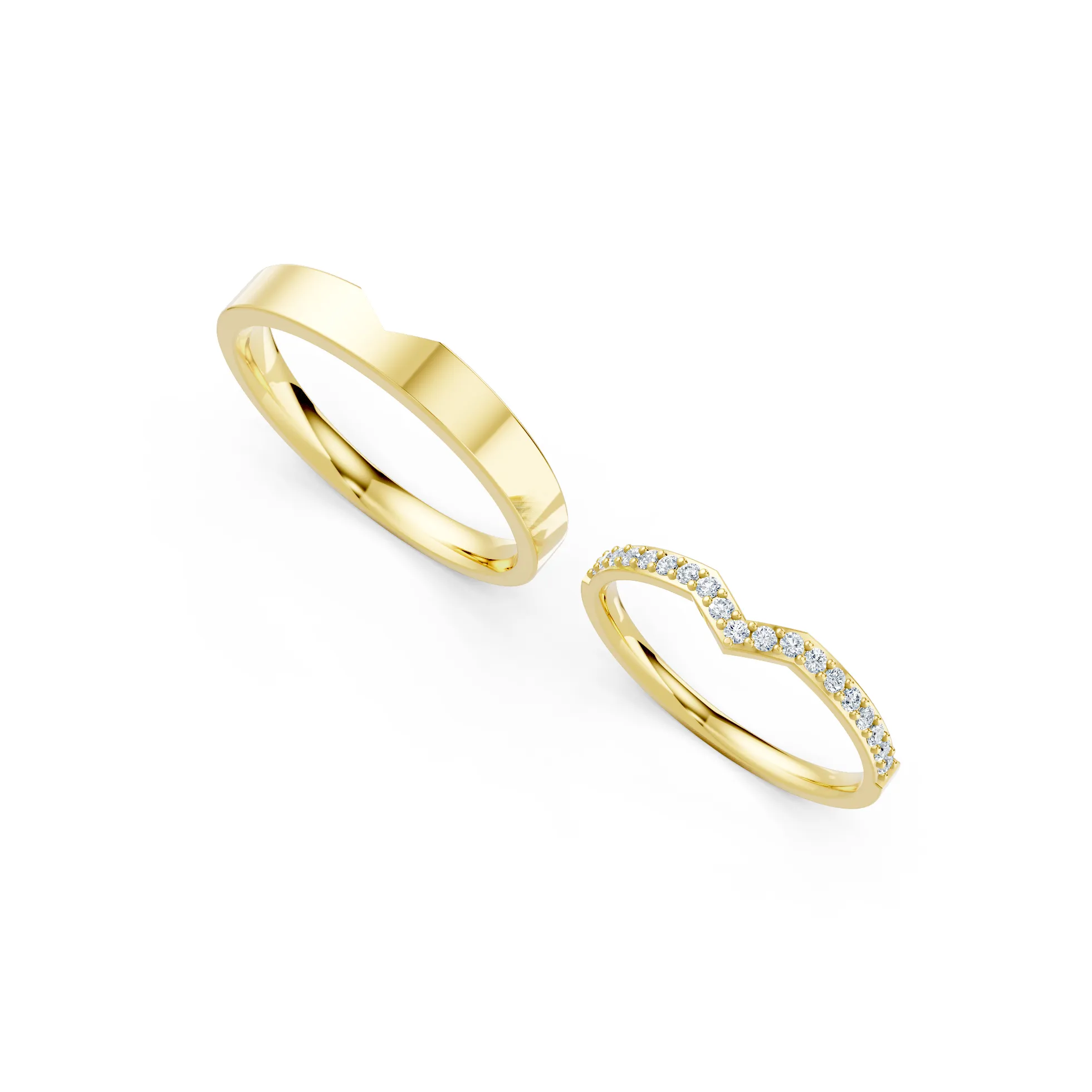 Chevron Diamond Couple Ring Set - Image 4