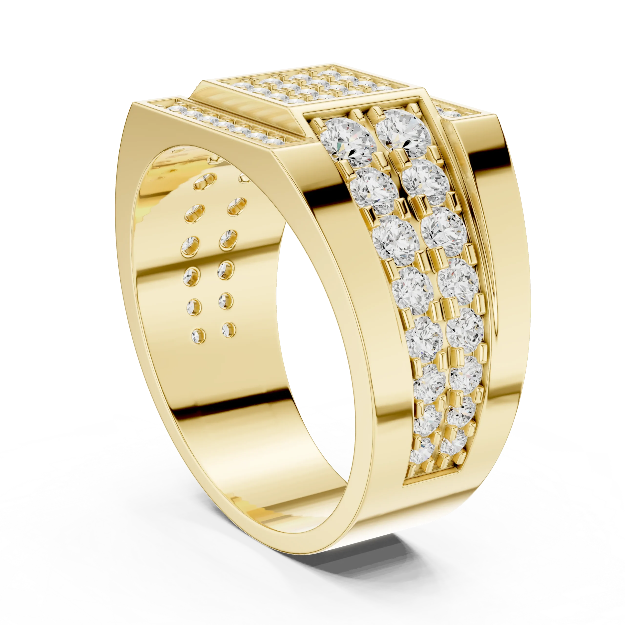 Refined Lab Diamond Men's Gold Ring - Image 4