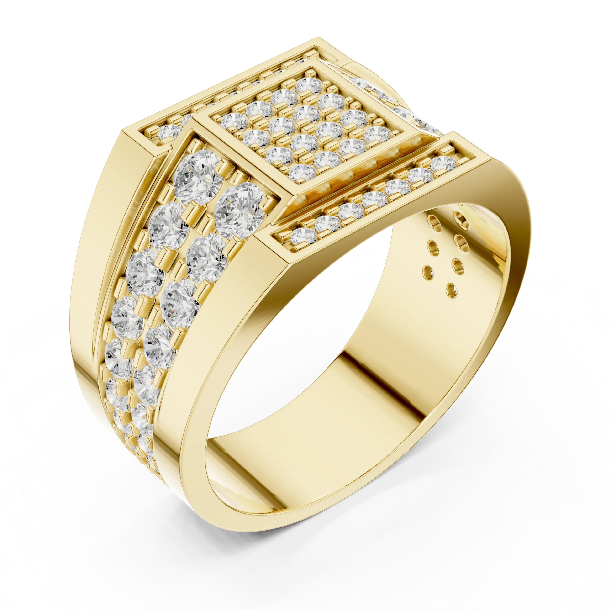 Refined Lab Diamond Men's Gold Ring - Image 3