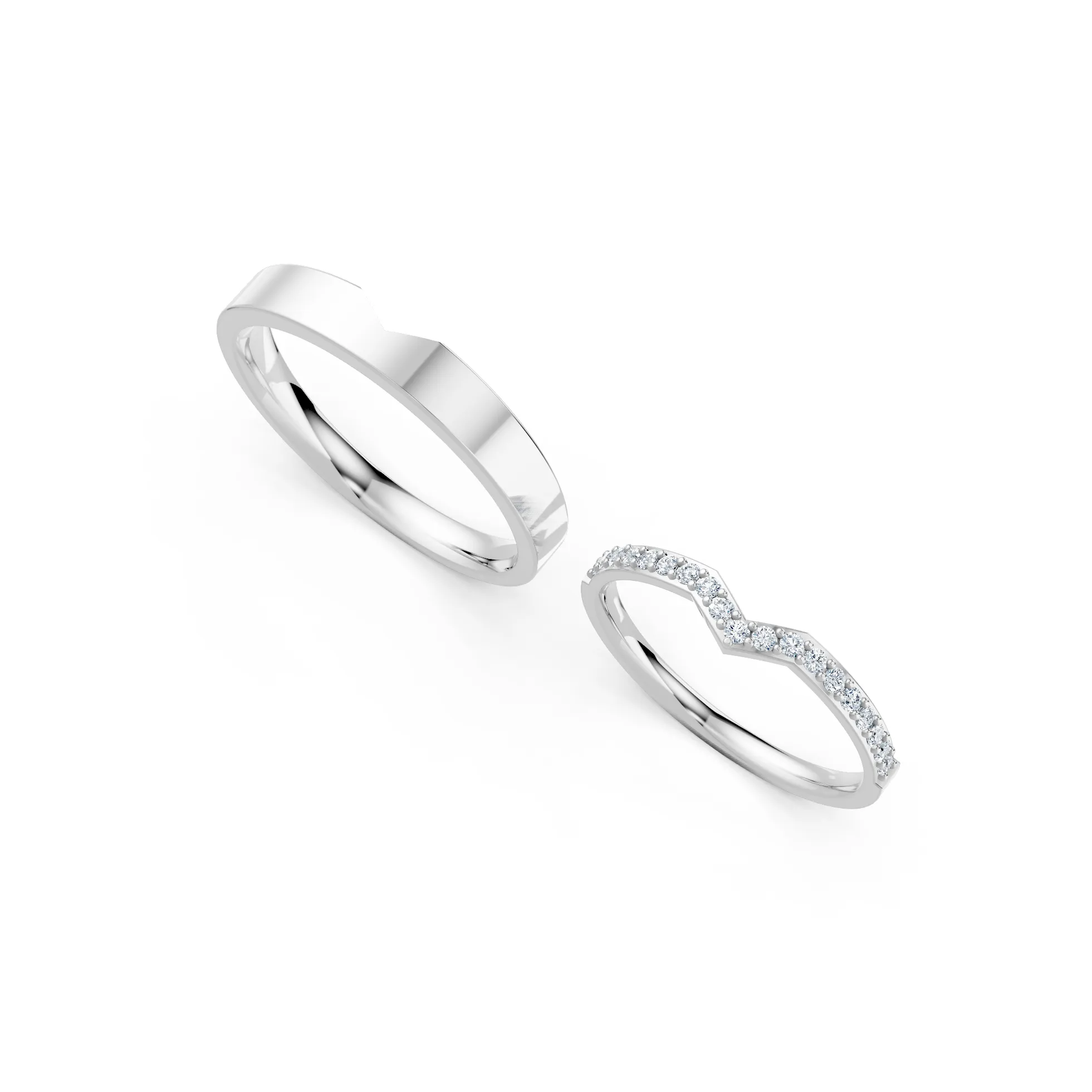 Chevron Diamond Couple Ring Set - Image 5