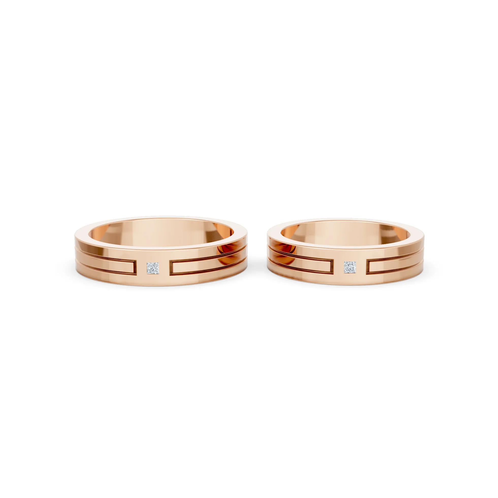 Classic Gold Diamond Couple Ring - Image 6