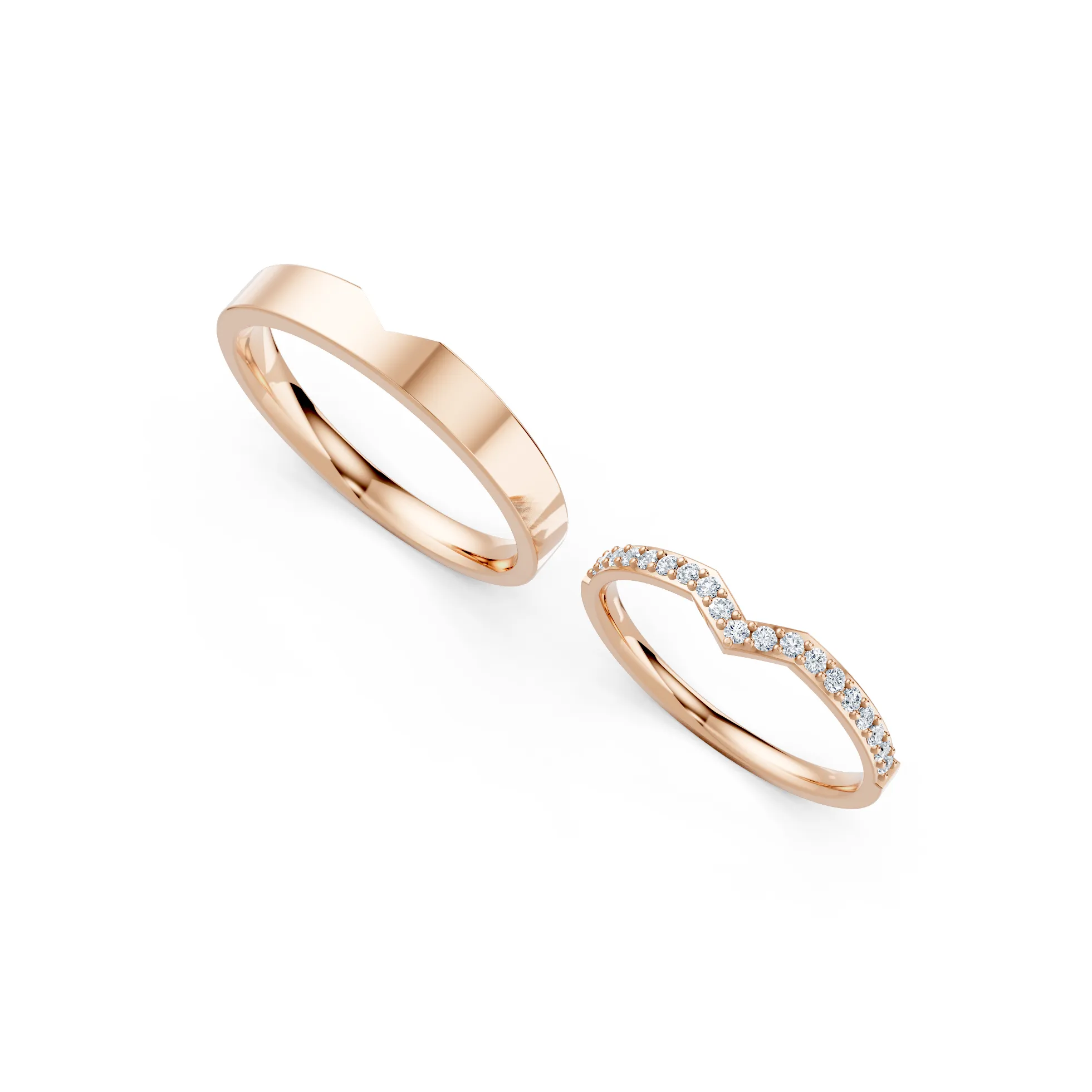 Chevron Diamond Couple Ring Set - Image 6