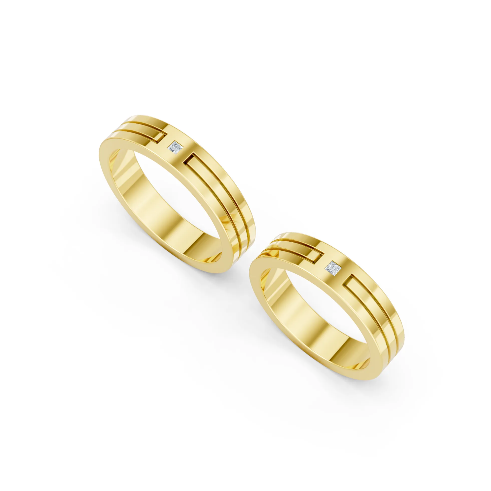 Classic Gold Diamond Couple Ring - Image 7