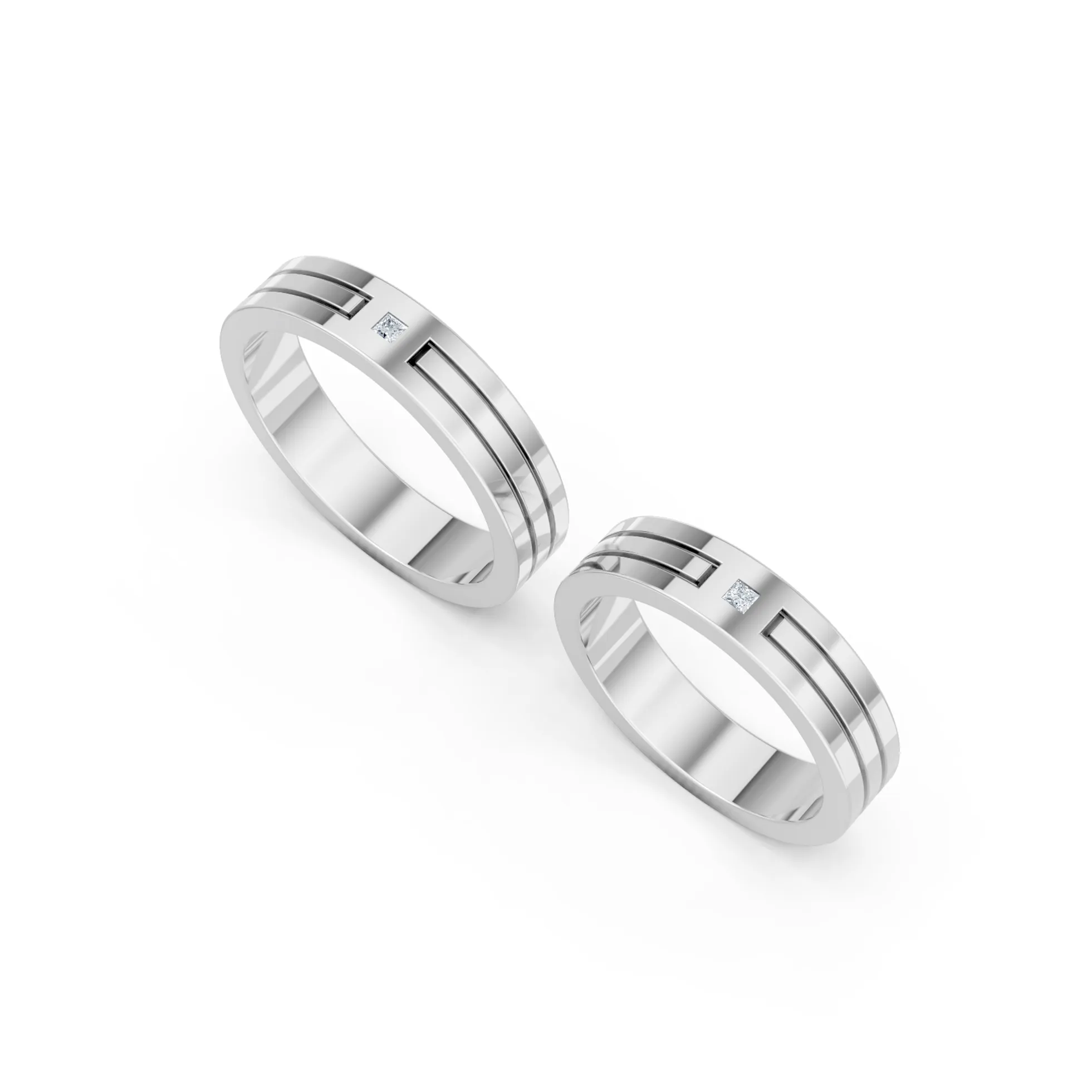 Classic Gold Diamond Couple Ring - Image 8