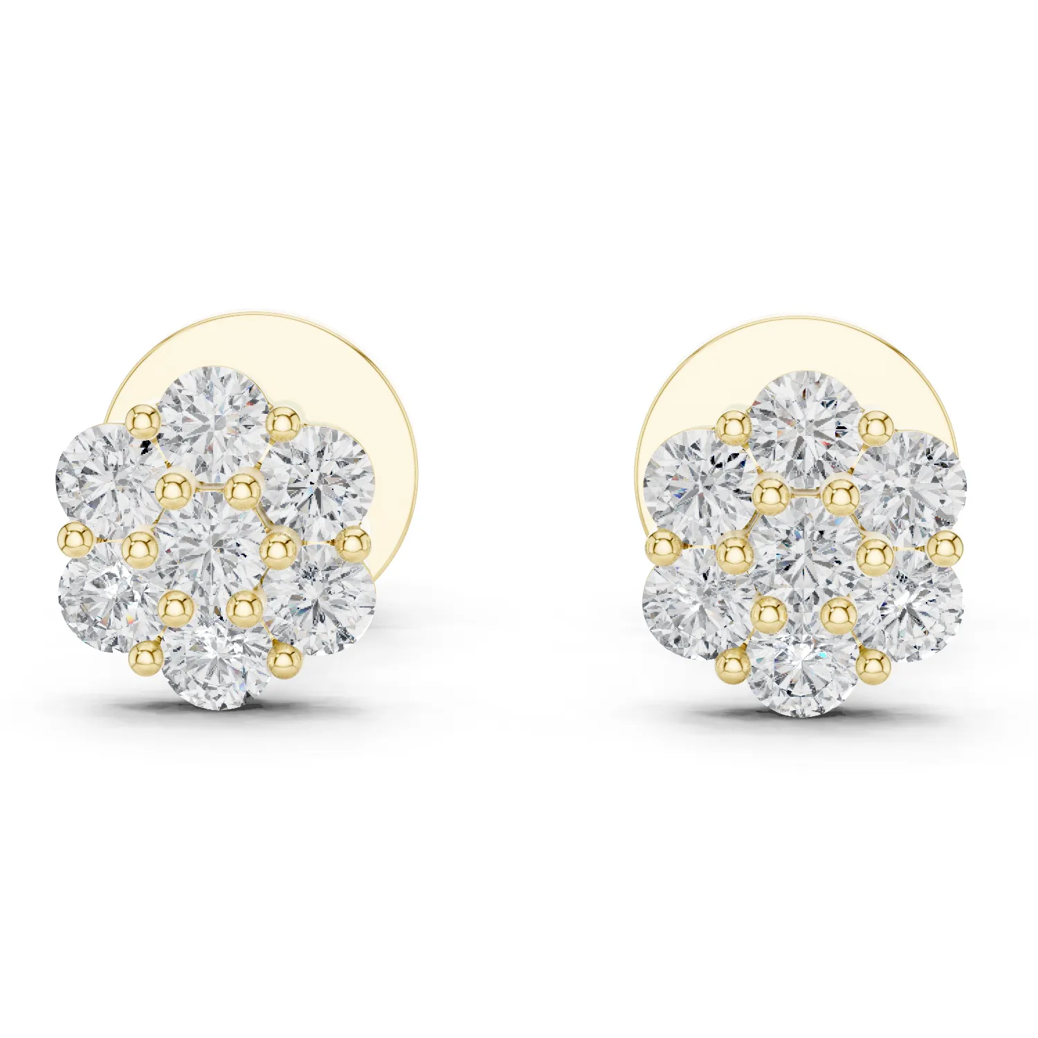 Floral Lab Grown Diamond Stud Earrings - Image 3