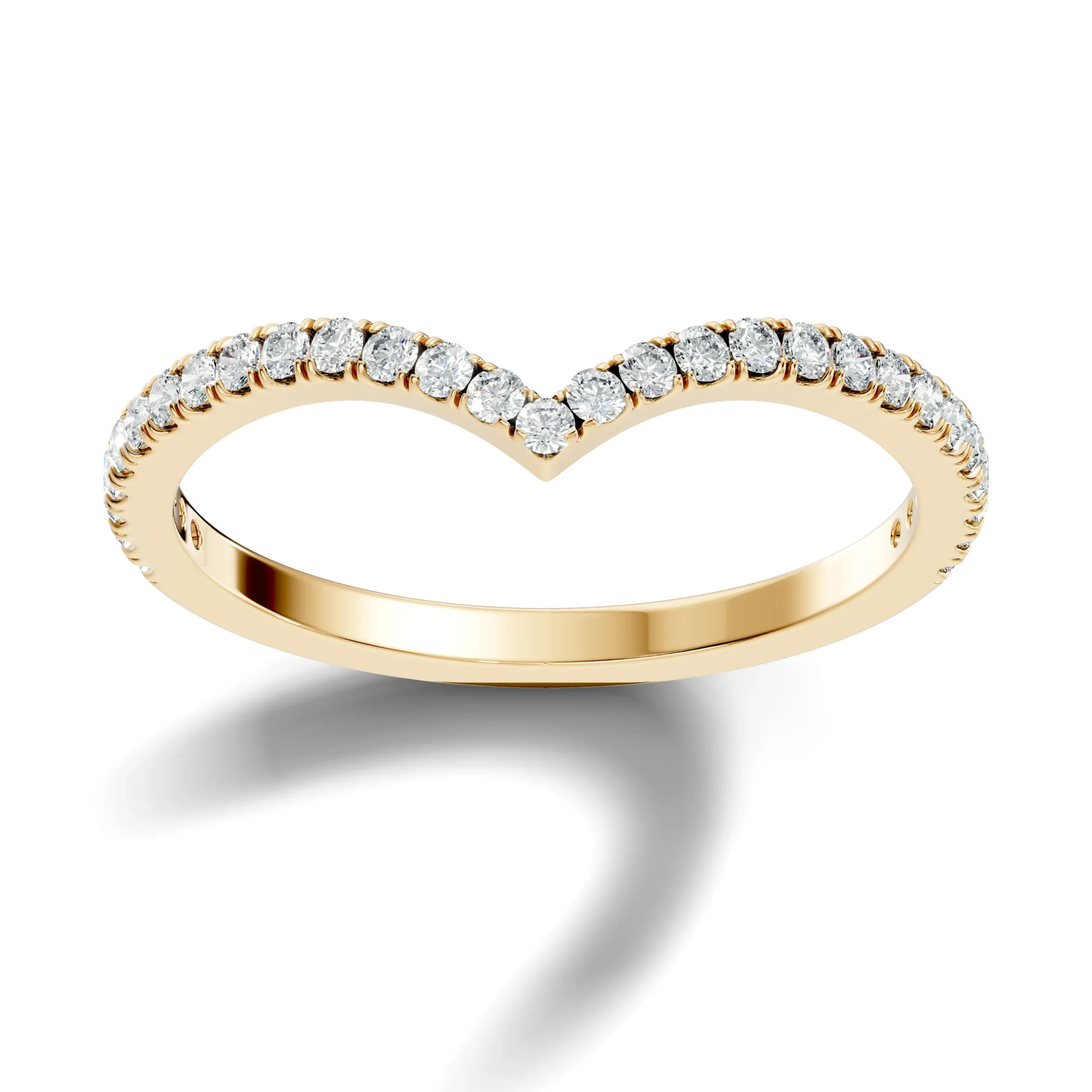 Wishbone V Shape Diamond Inspired Stacking Ring