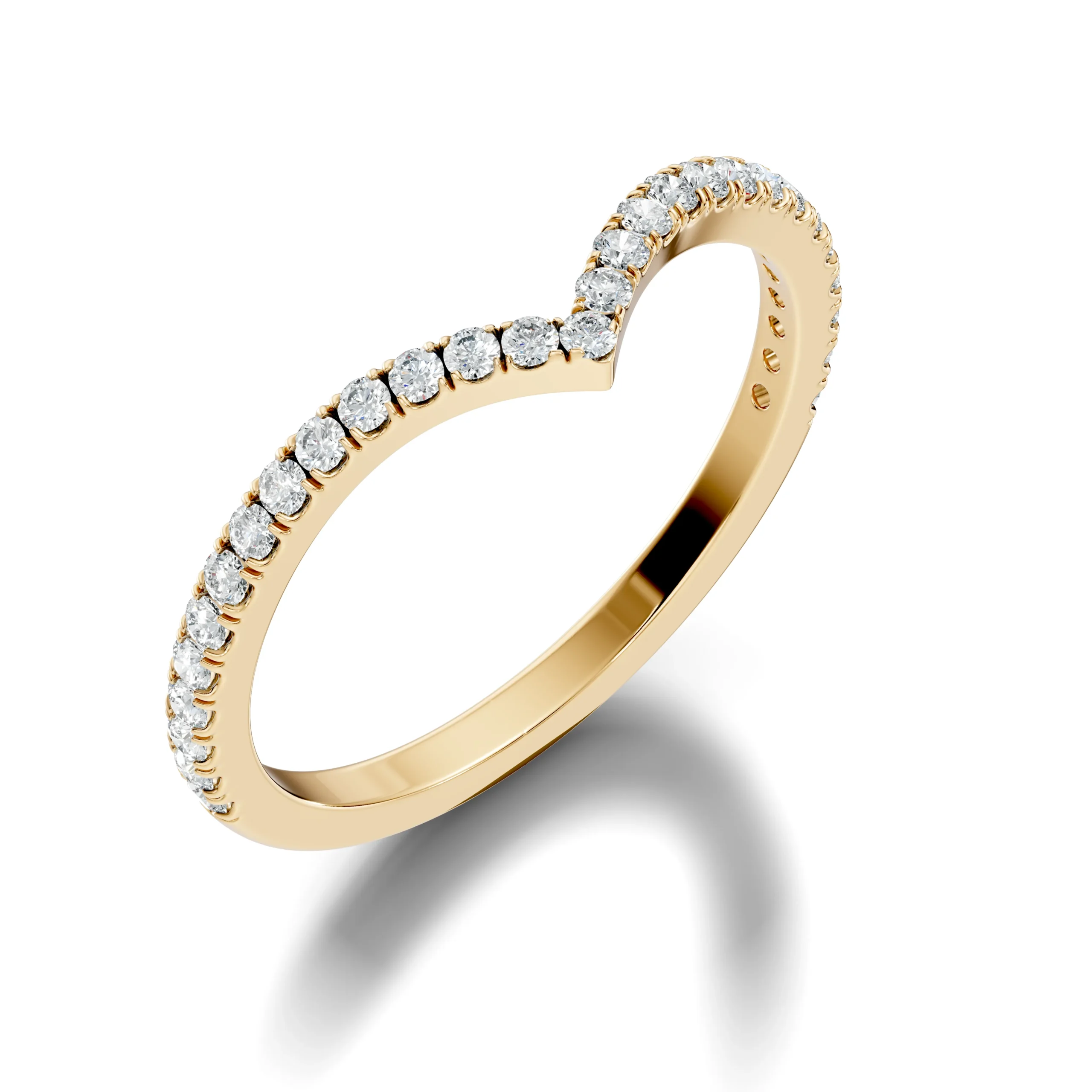 Wishbone V Shape Diamond Inspired Stacking Ring - Image 3