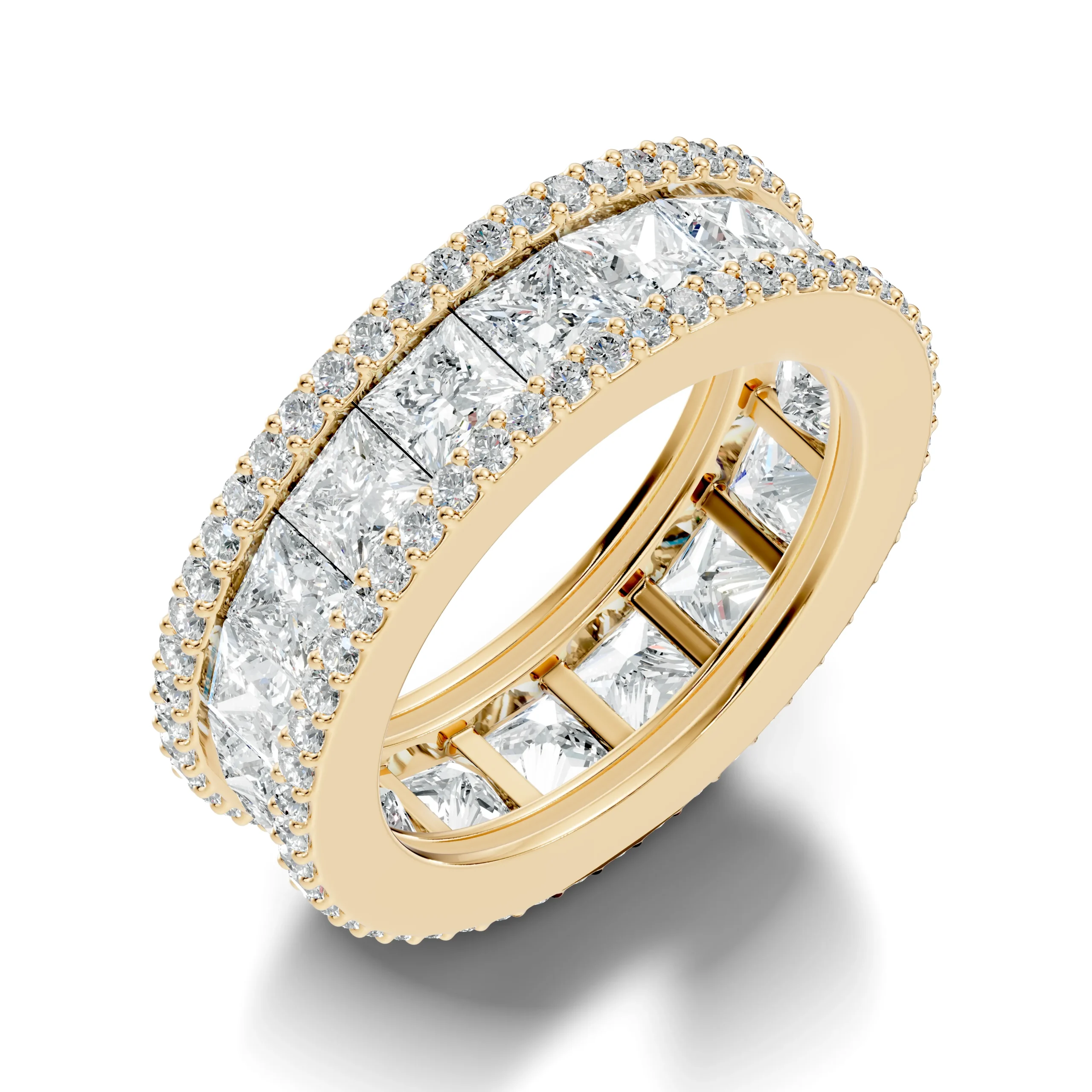 Triple Row Princess & Round Diamond Eternity Ring - Image 3