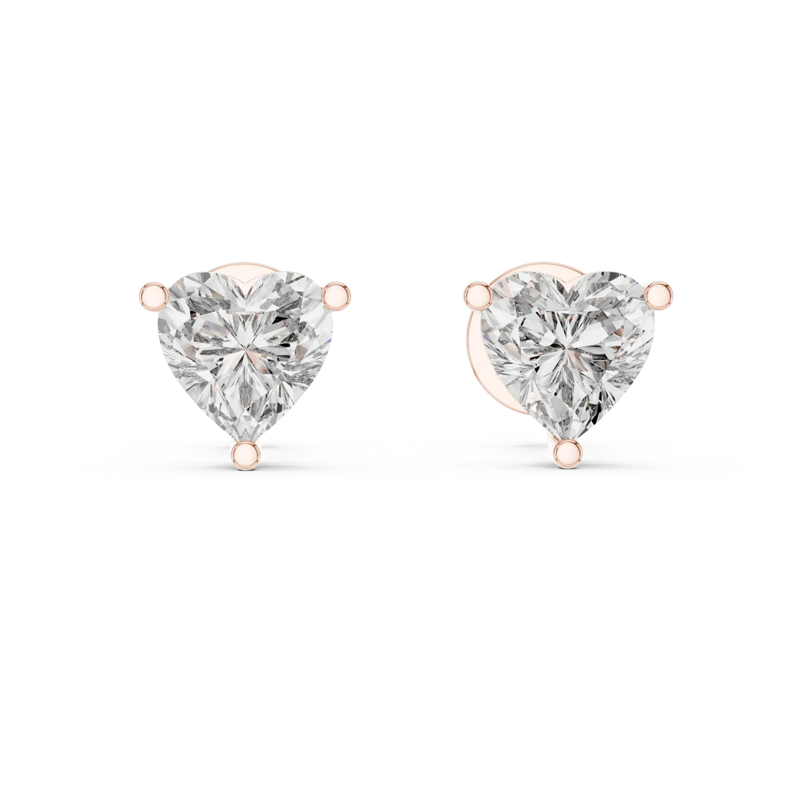 Heart Shape Moissanite Solitaire Stud Earrings - Image 4