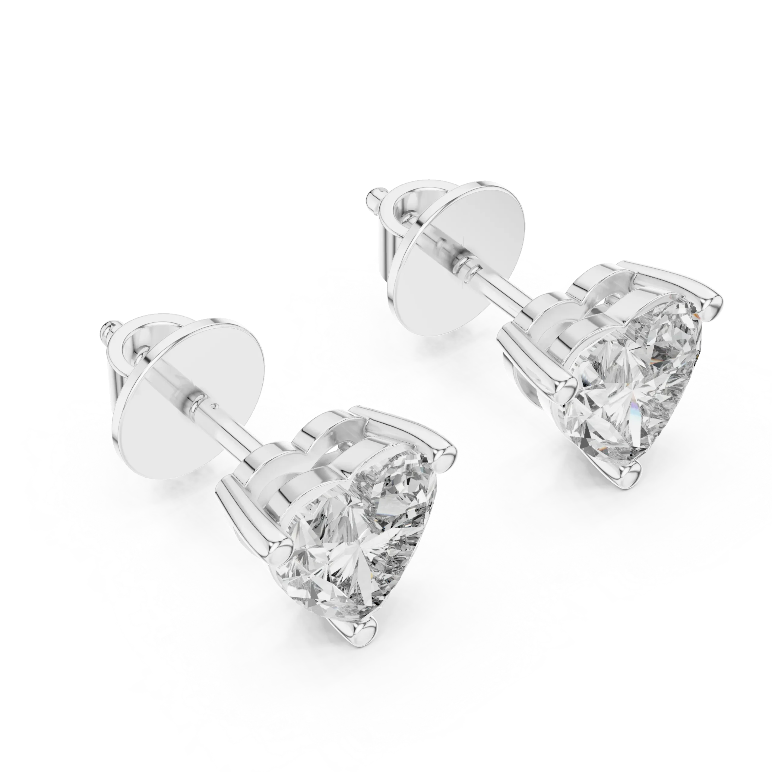 Heart Shape Moissanite Solitaire Stud Earrings