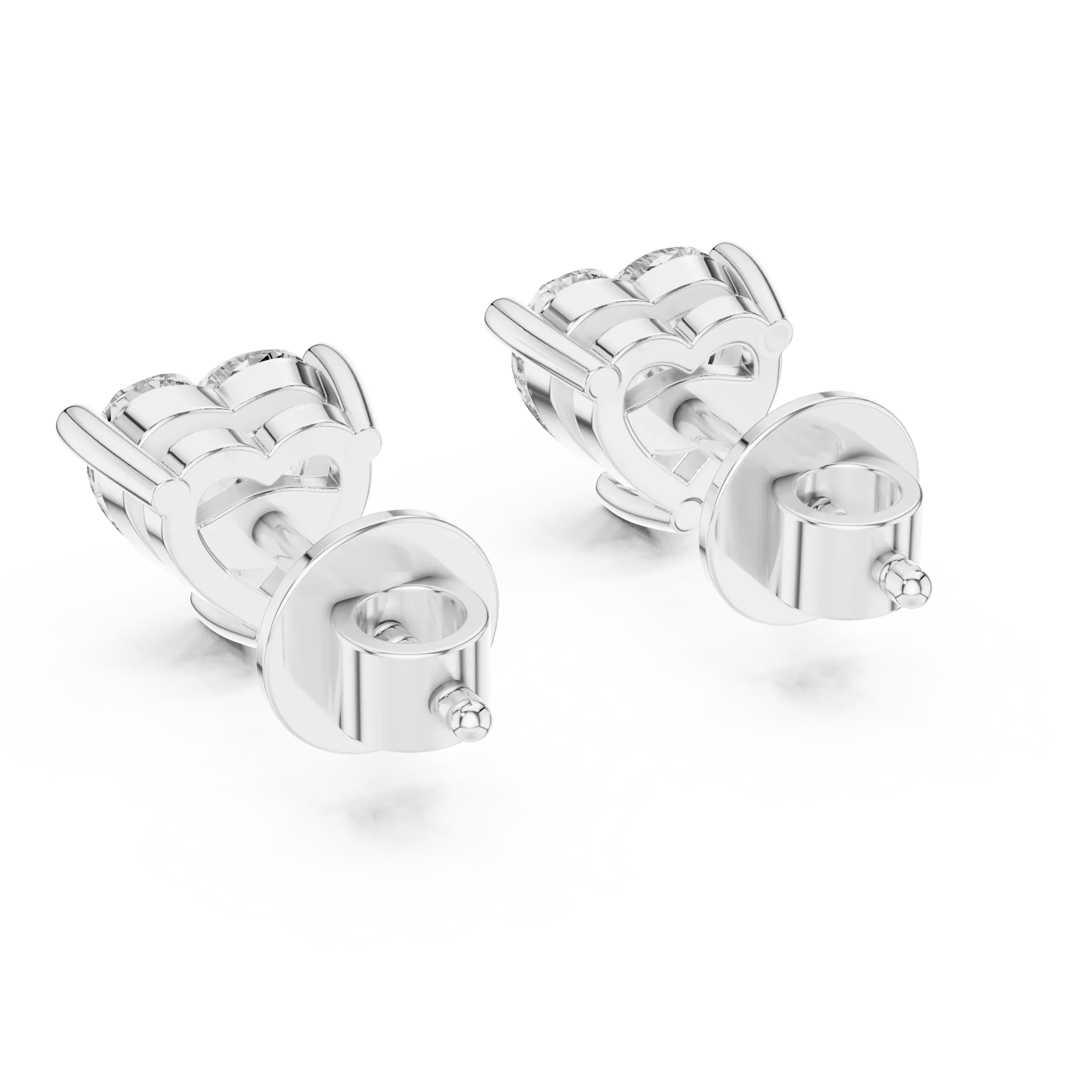 Heart Shape Moissanite Solitaire Stud Earrings - Image 3