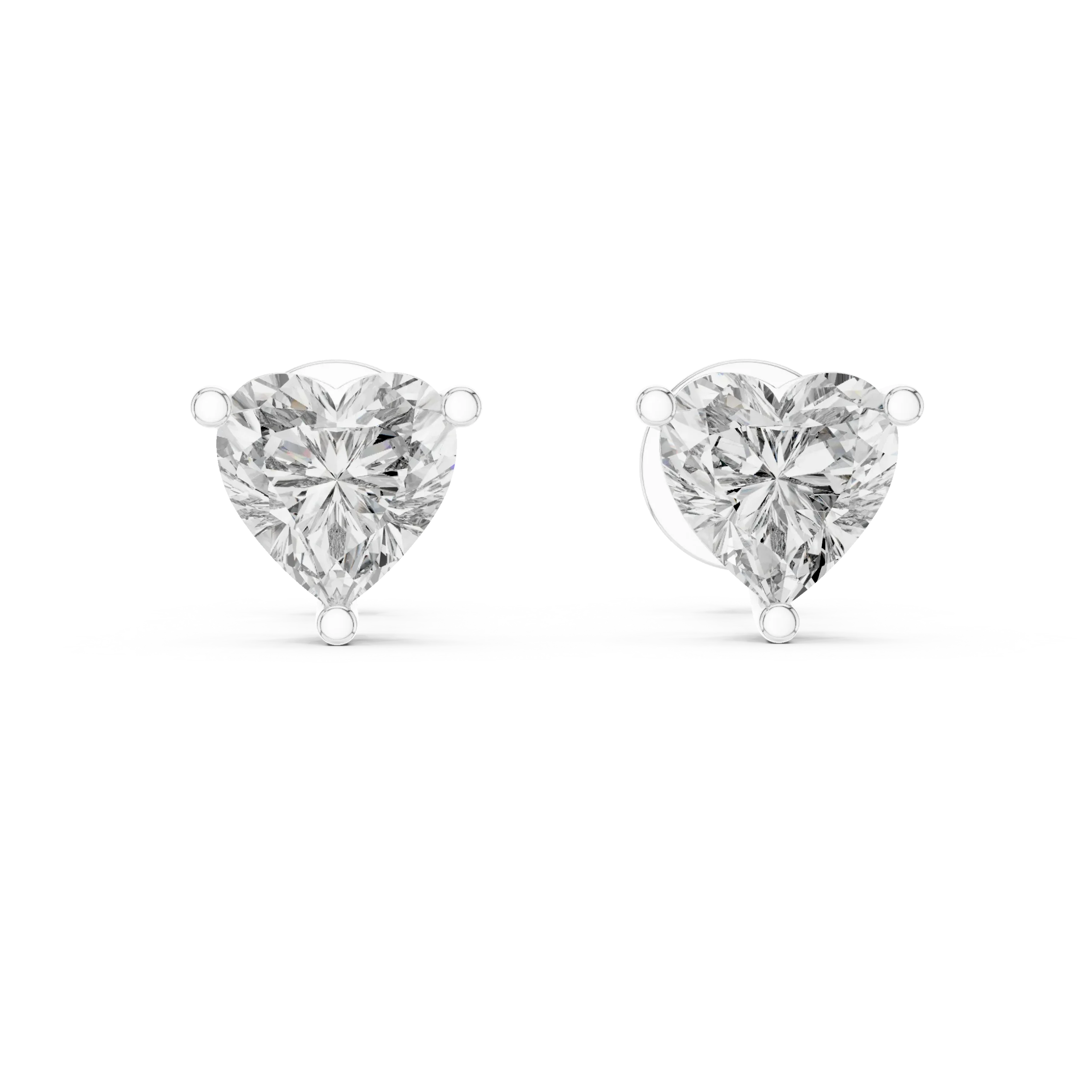 Heart Shape Moissanite Solitaire Stud Earrings - Image 2