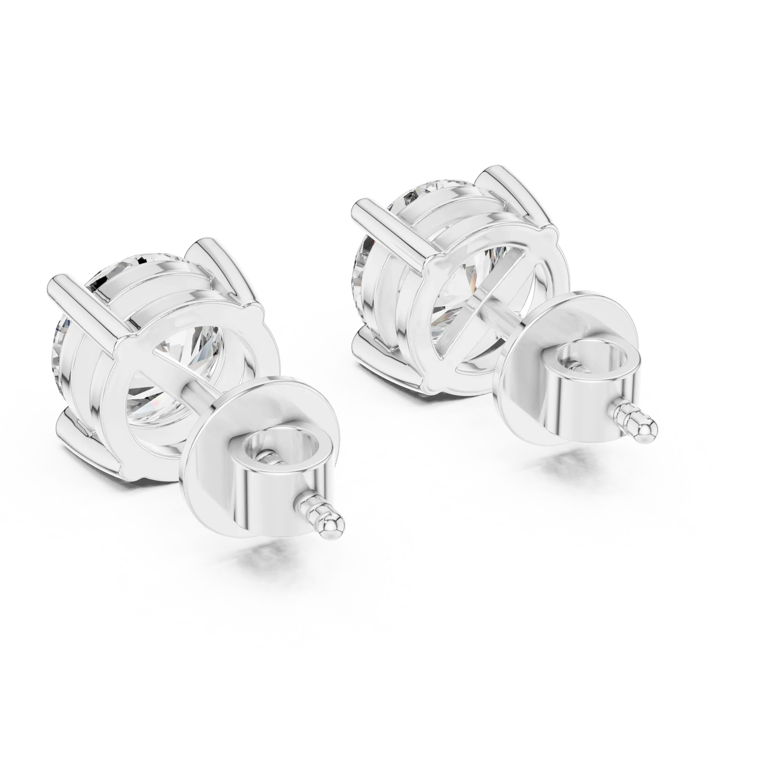 Classic Round Lab Grown Diamond Stud Earrings - Image 3