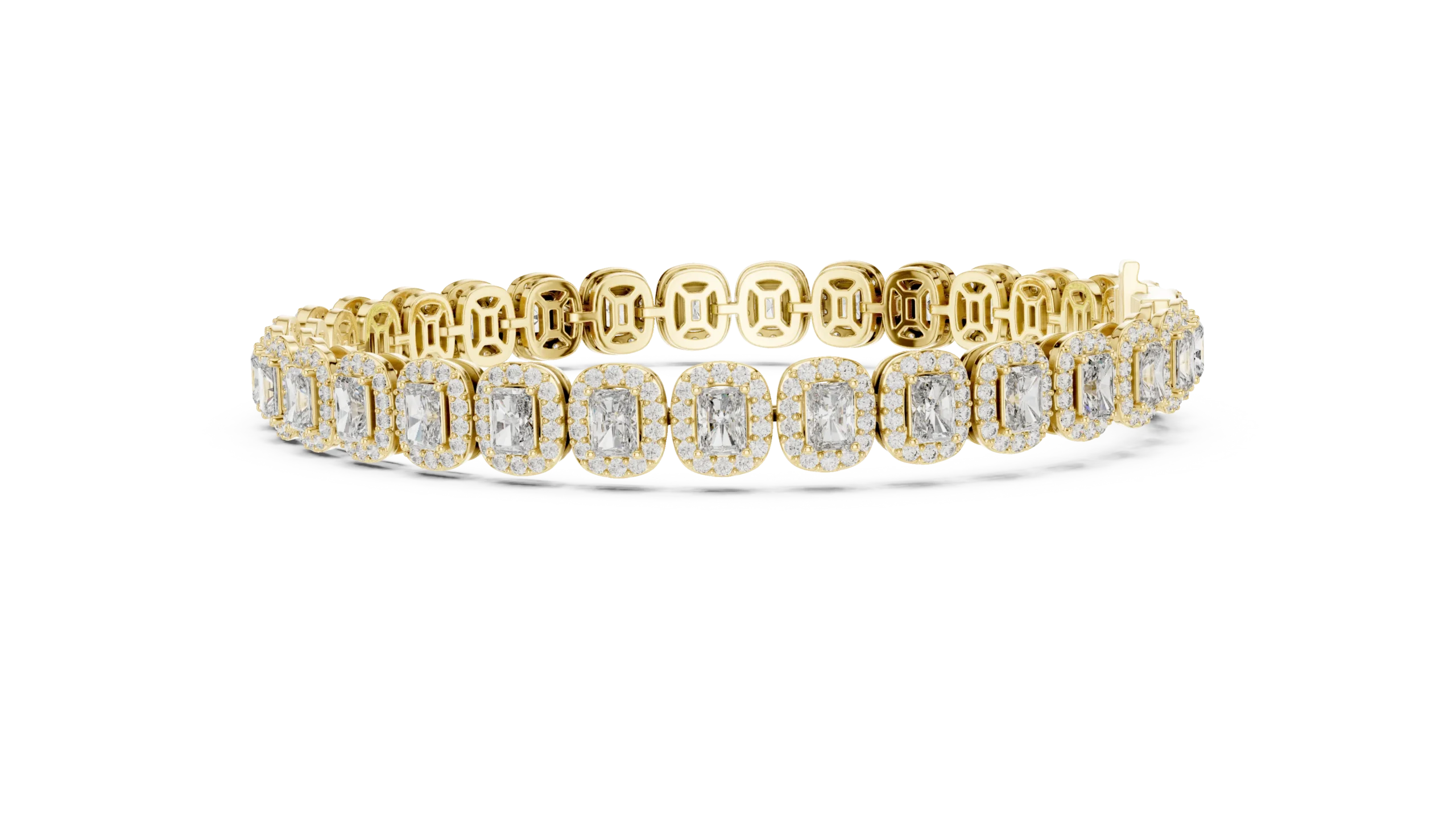Emerald Cut Halo Diamond Tennis Bracelet - Image 3