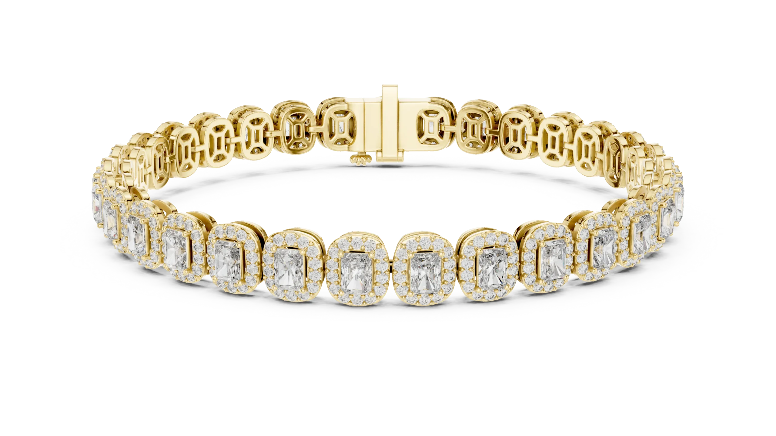 Emerald Cut Halo Diamond Tennis Bracelet - Image 4