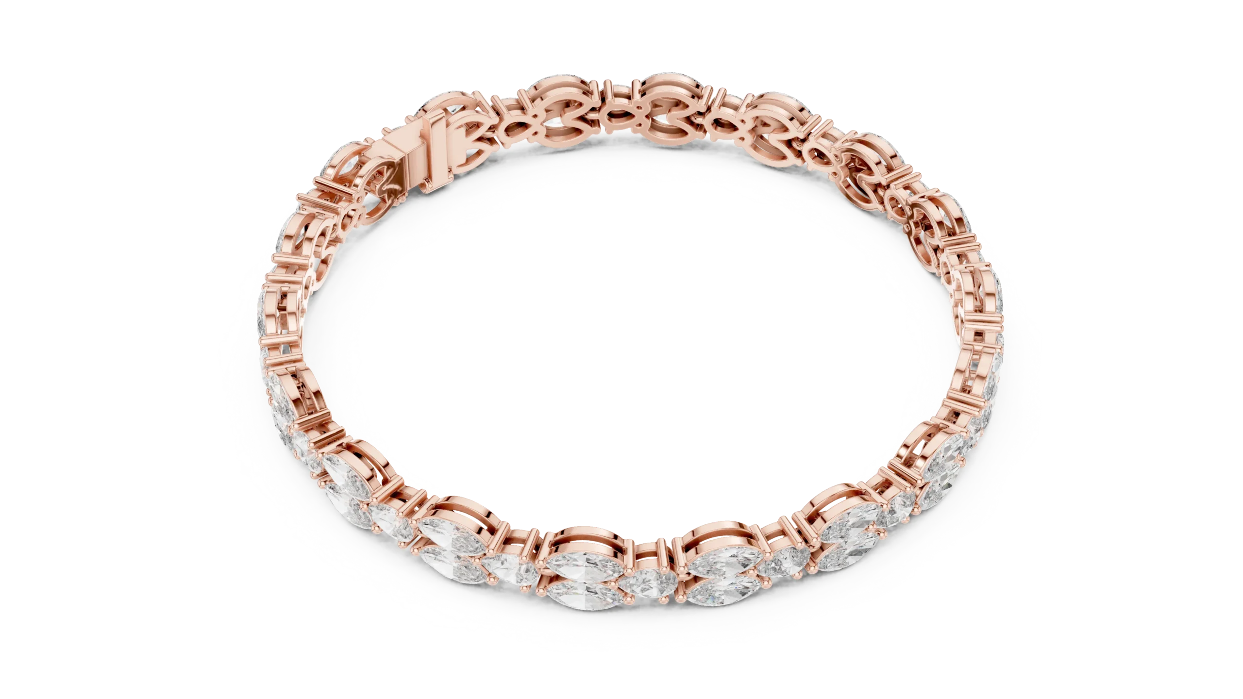 Pear & Marquise Bezel Diamond Bracelet - Image 4