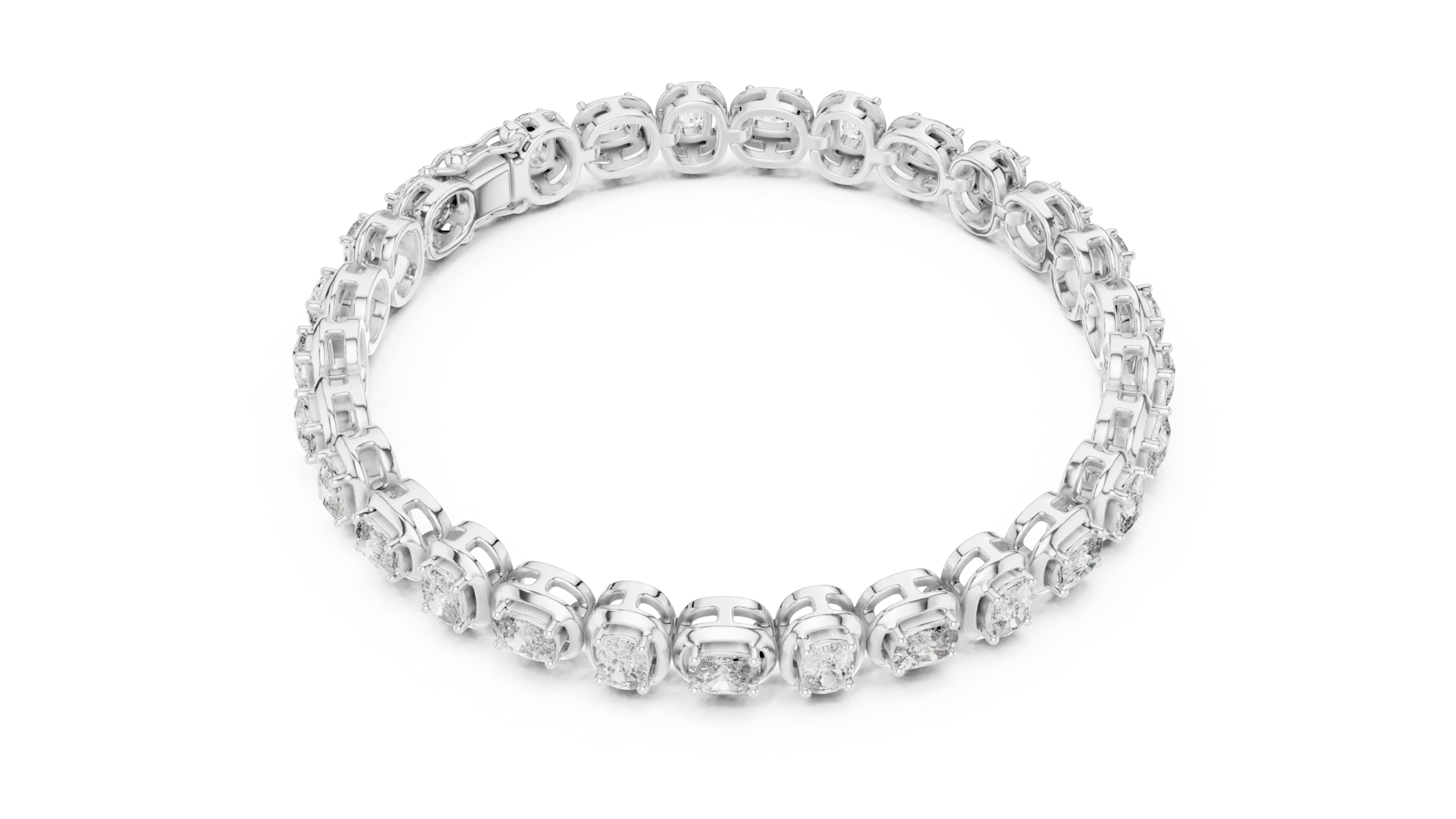 Cushion Halo Diamond Tennis Bracelet - Image 4