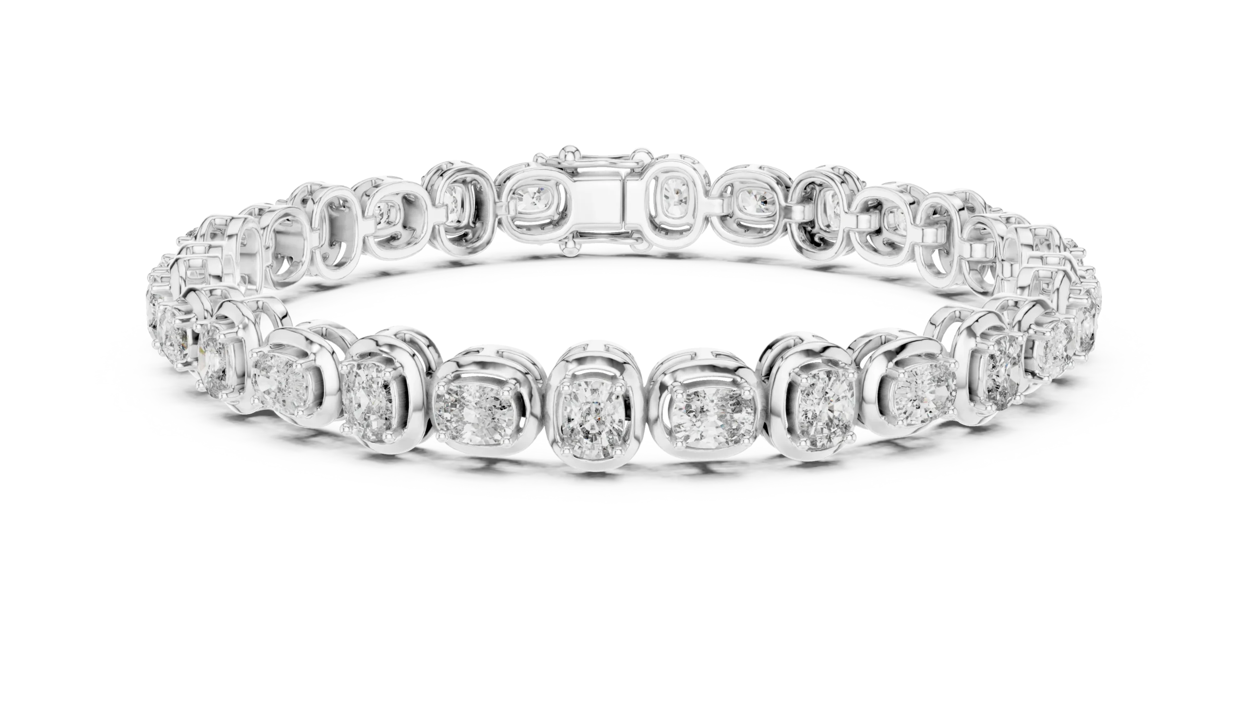 Cushion Halo Diamond Tennis Bracelet - Image 2