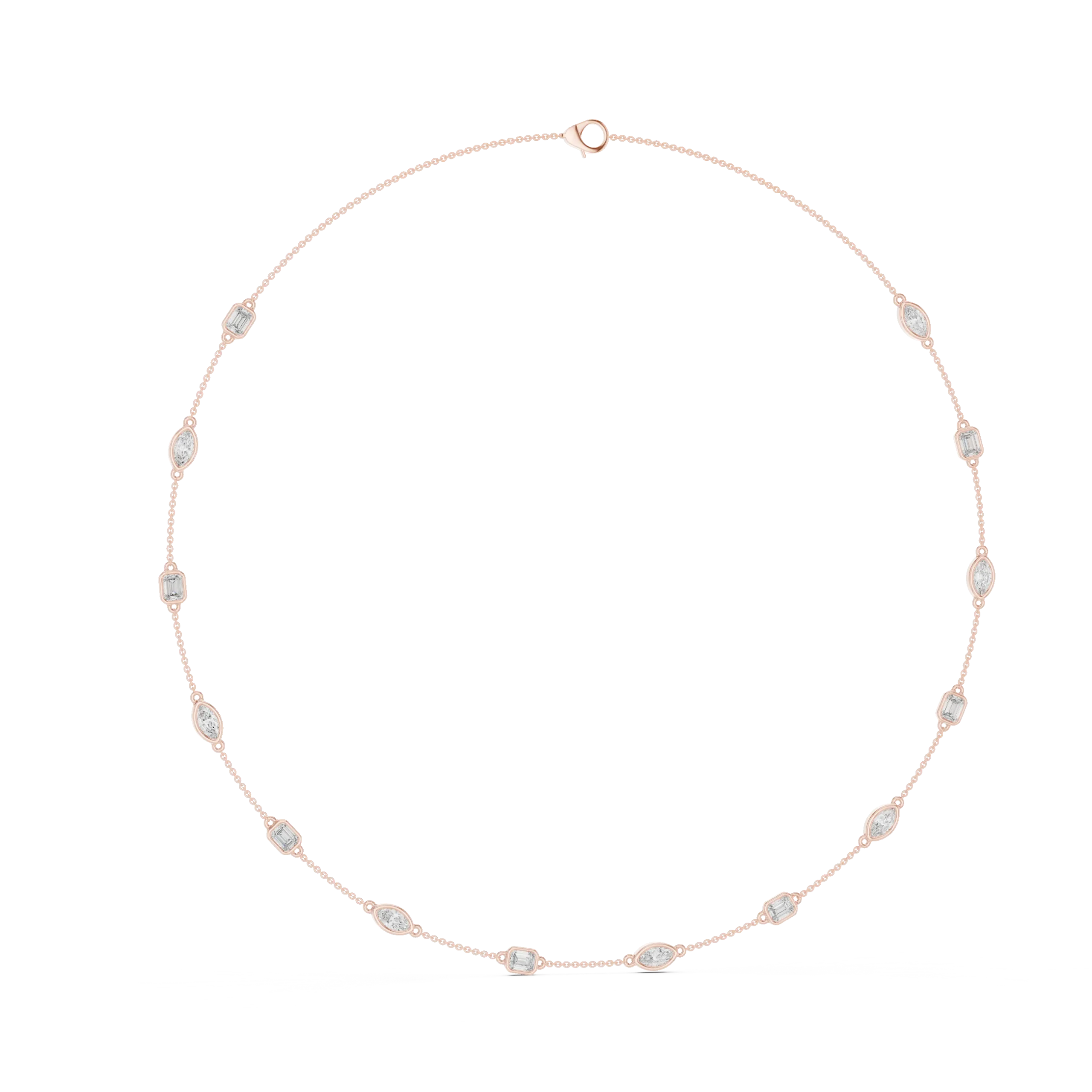 Bezel Set Diamond Chain Necklace