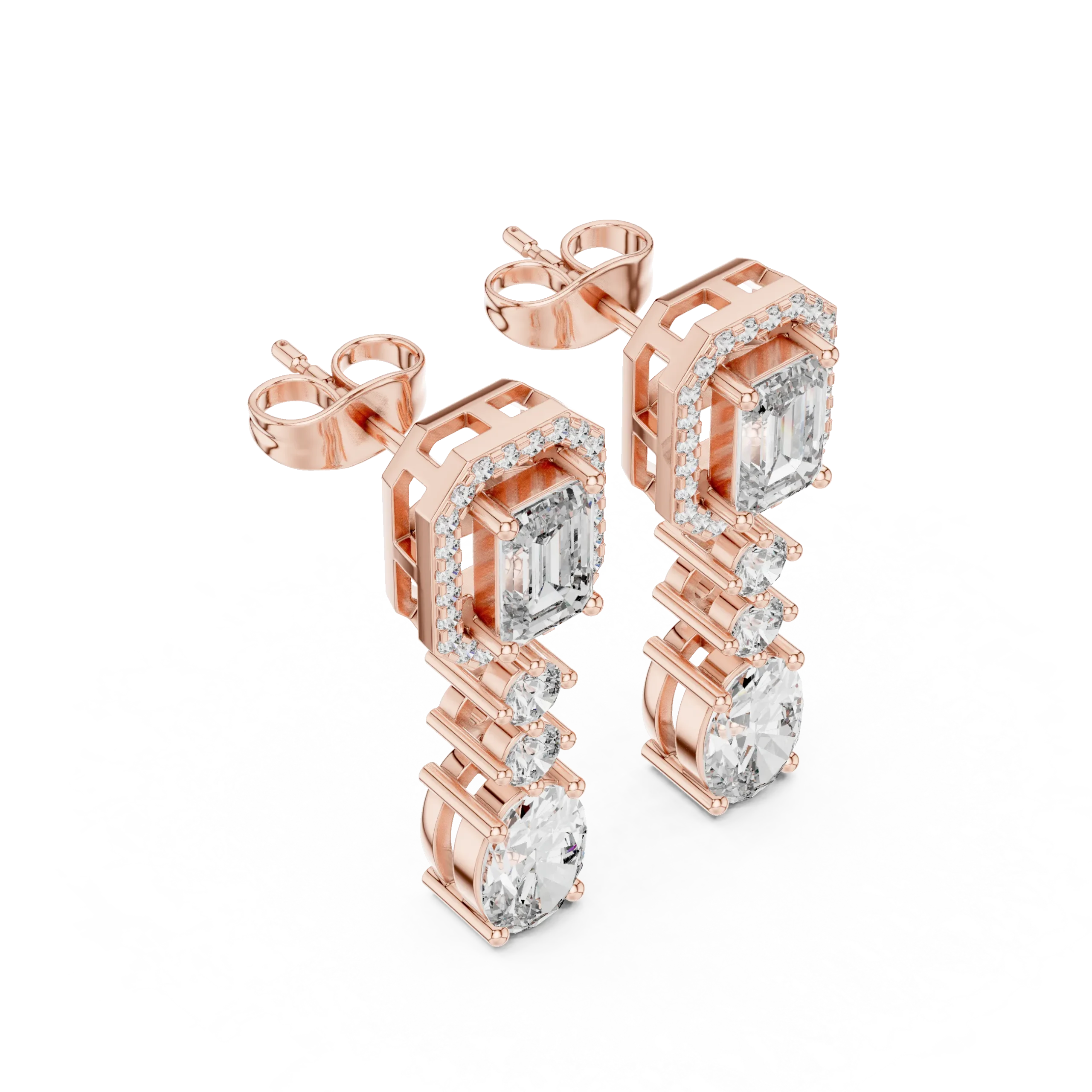 Emerelle Emerald-Cut Diamond Drop Earrings