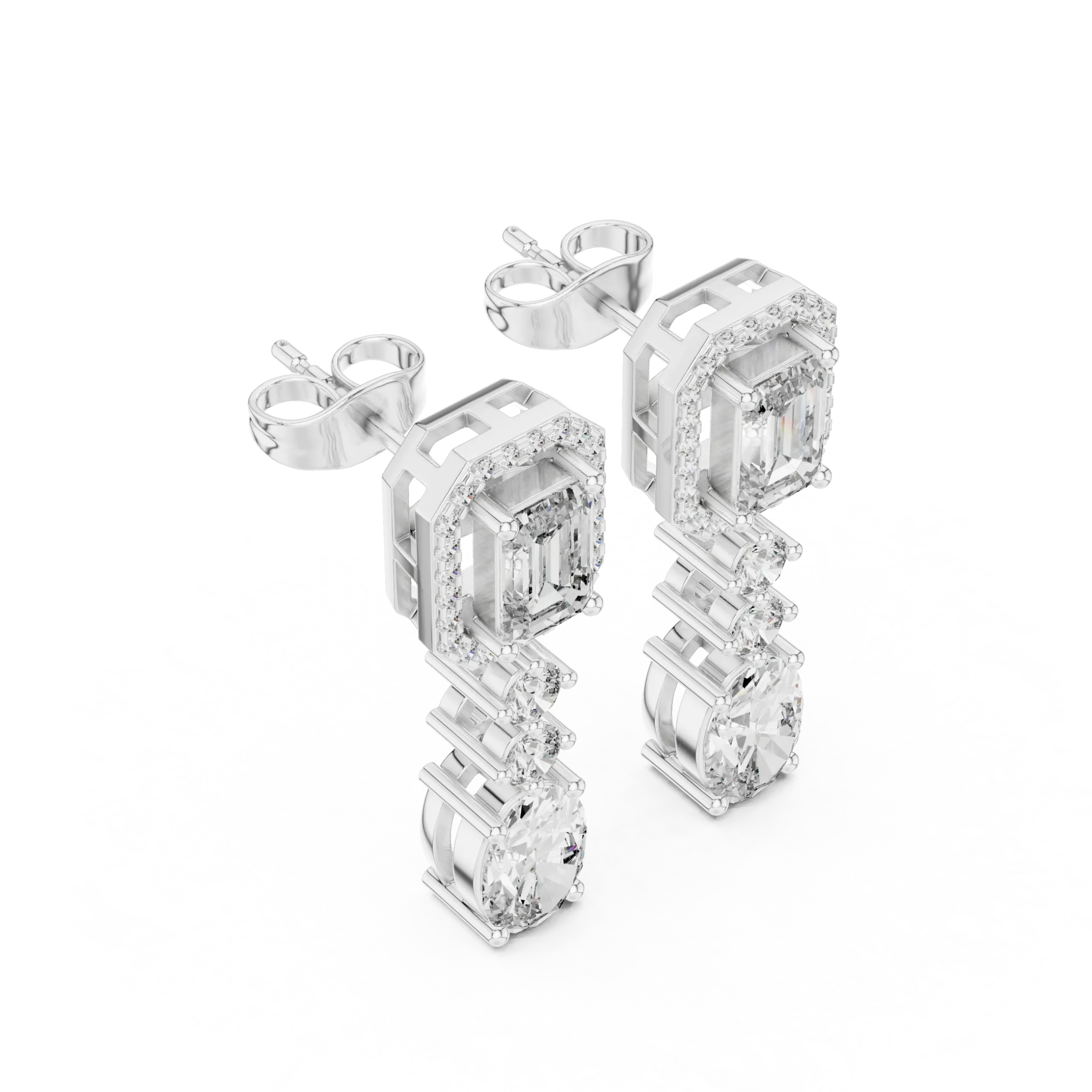 Emerelle Emerald-Cut Diamond Drop Earrings - Image 3