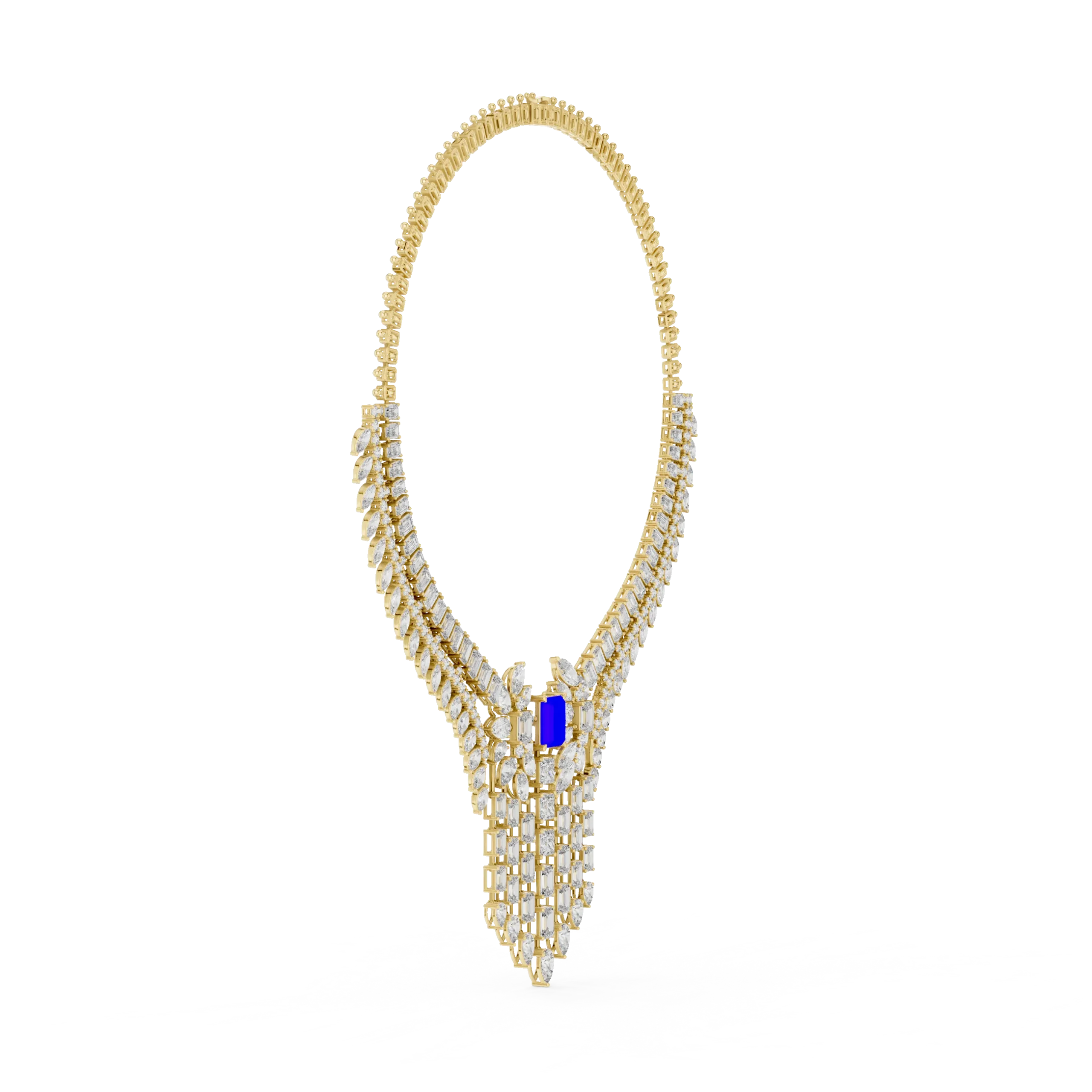 Royal Sapphire & Diamond Bridal Necklace - Image 3