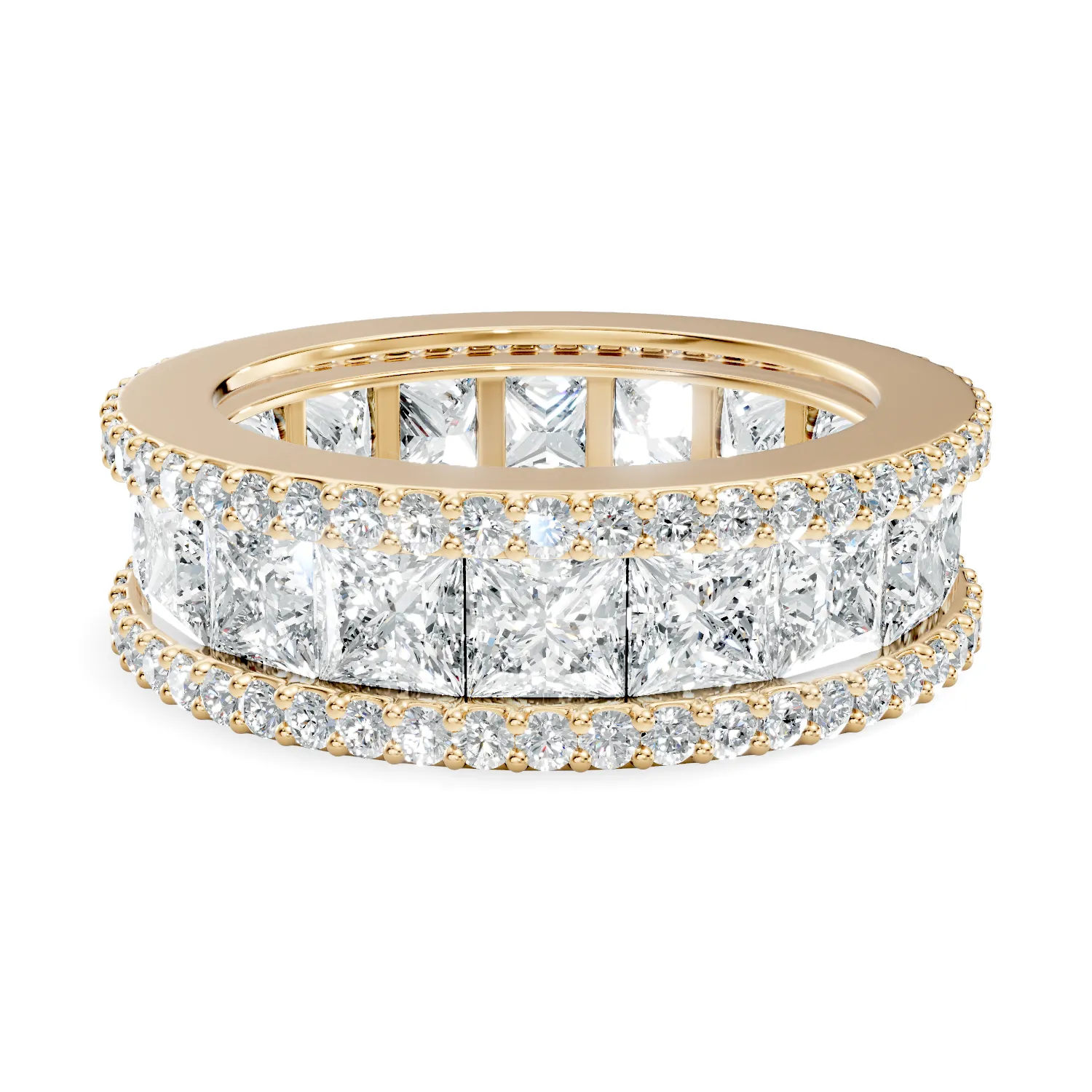Triple Row Princess & Round Diamond Eternity Ring - Image 4