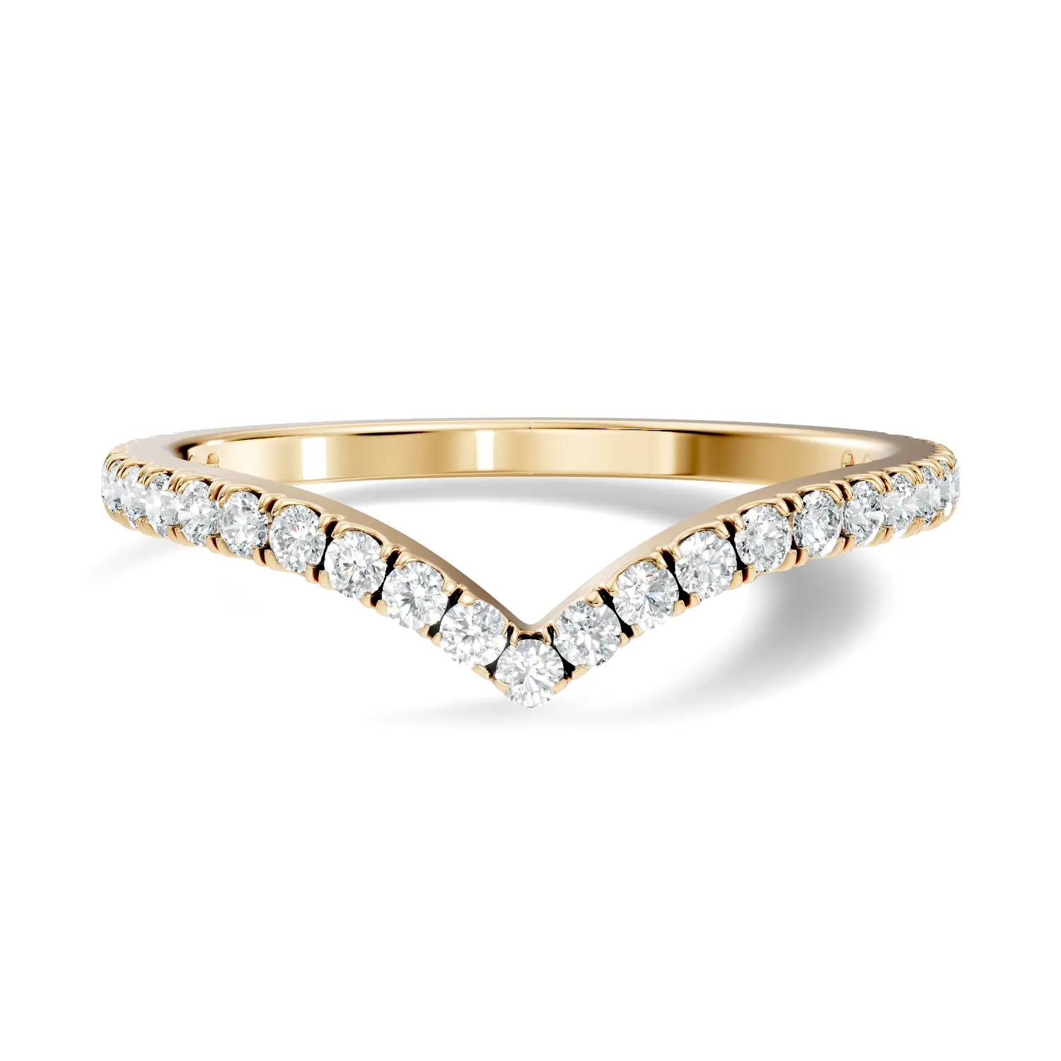 Wishbone V Shape Diamond Inspired Stacking Ring - Image 2