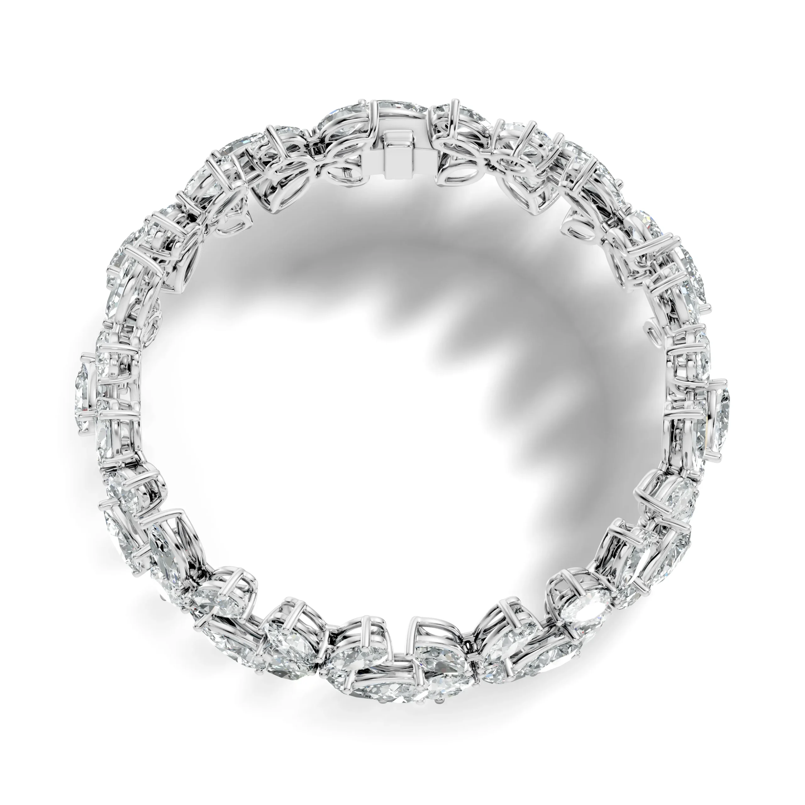 White Gold Mixed-Cut Floral Diamond Bracelet - Image 4