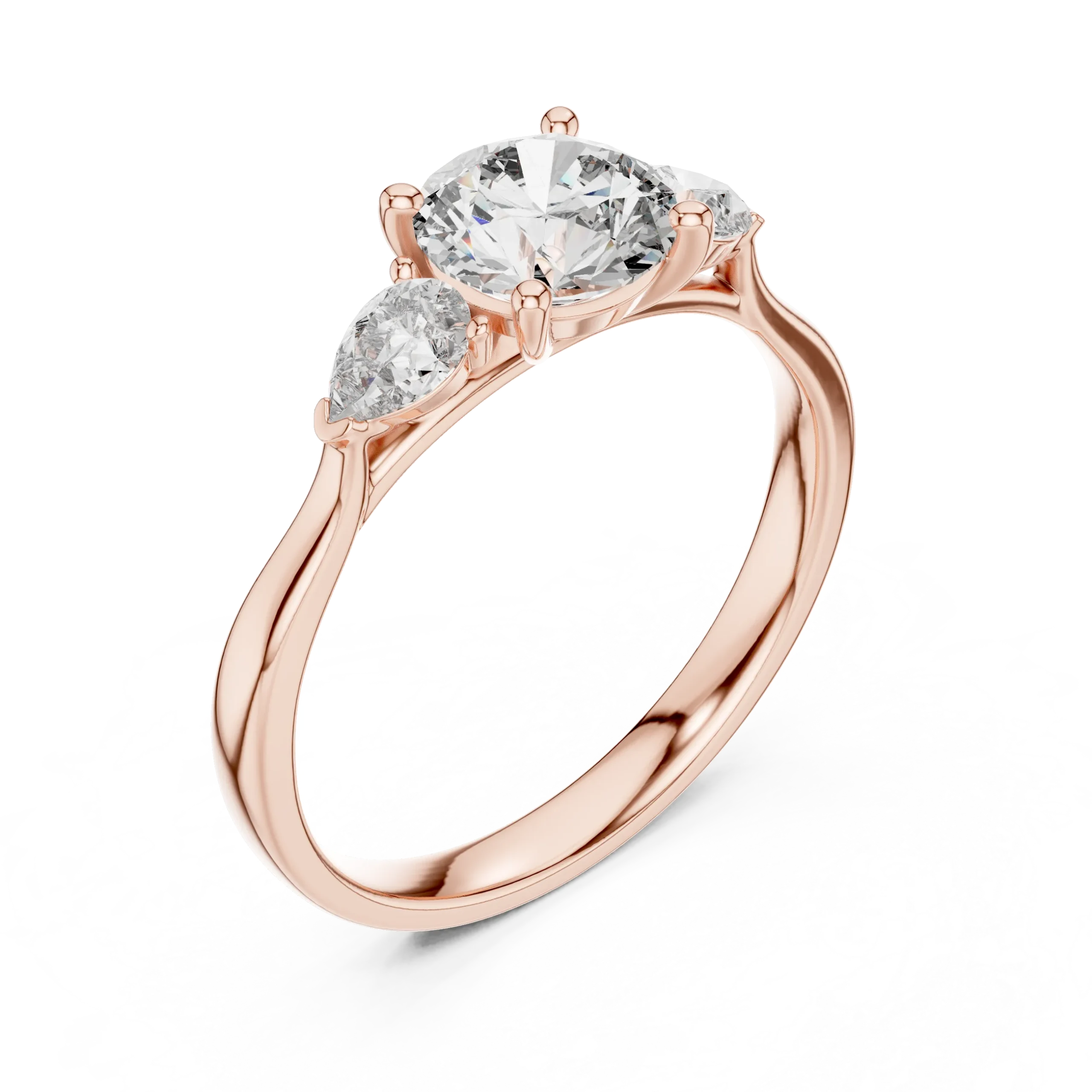 Peara Round & Pear Three Stone Diamond Ring - Image 2