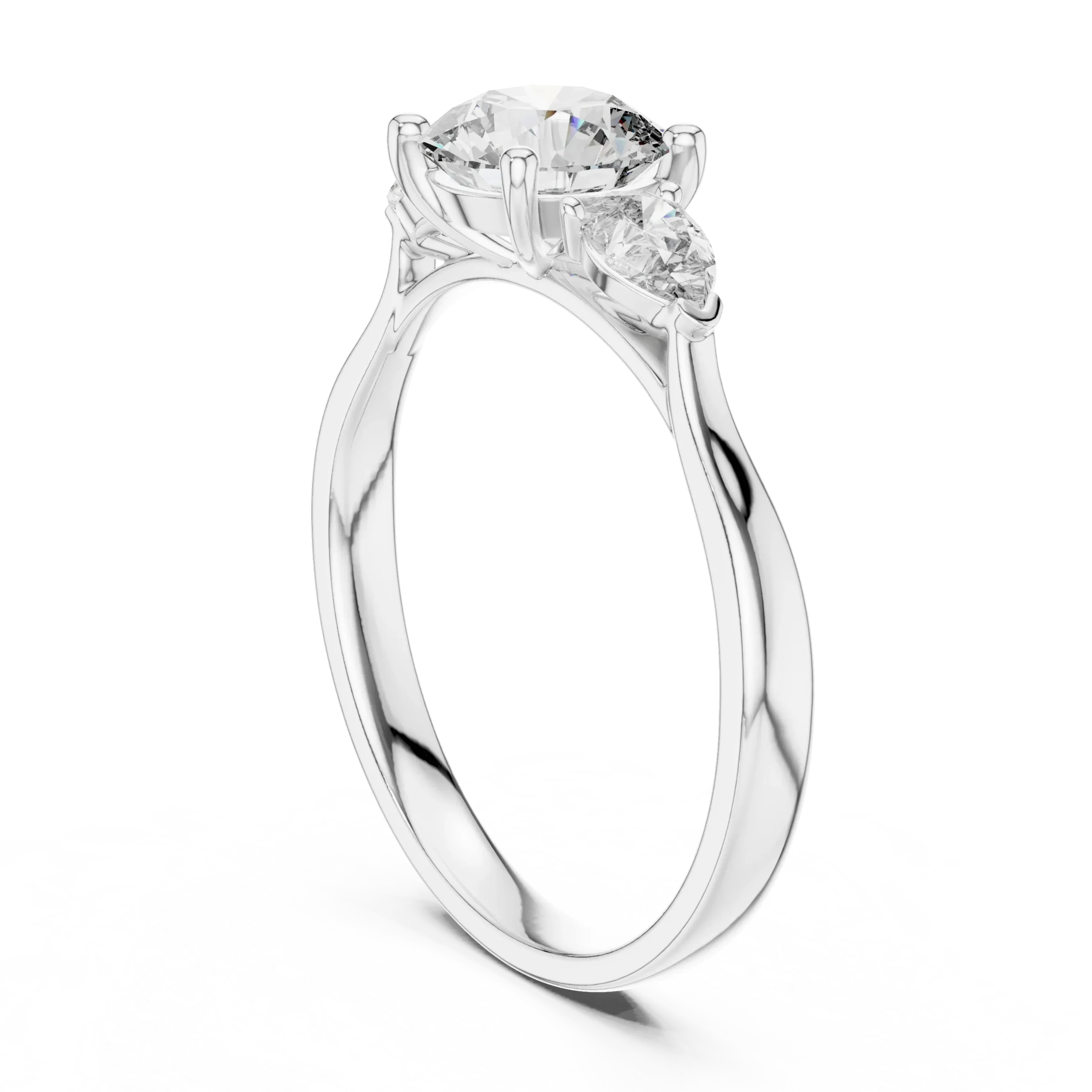 Peara Round & Pear Three Stone Diamond Ring - Image 4