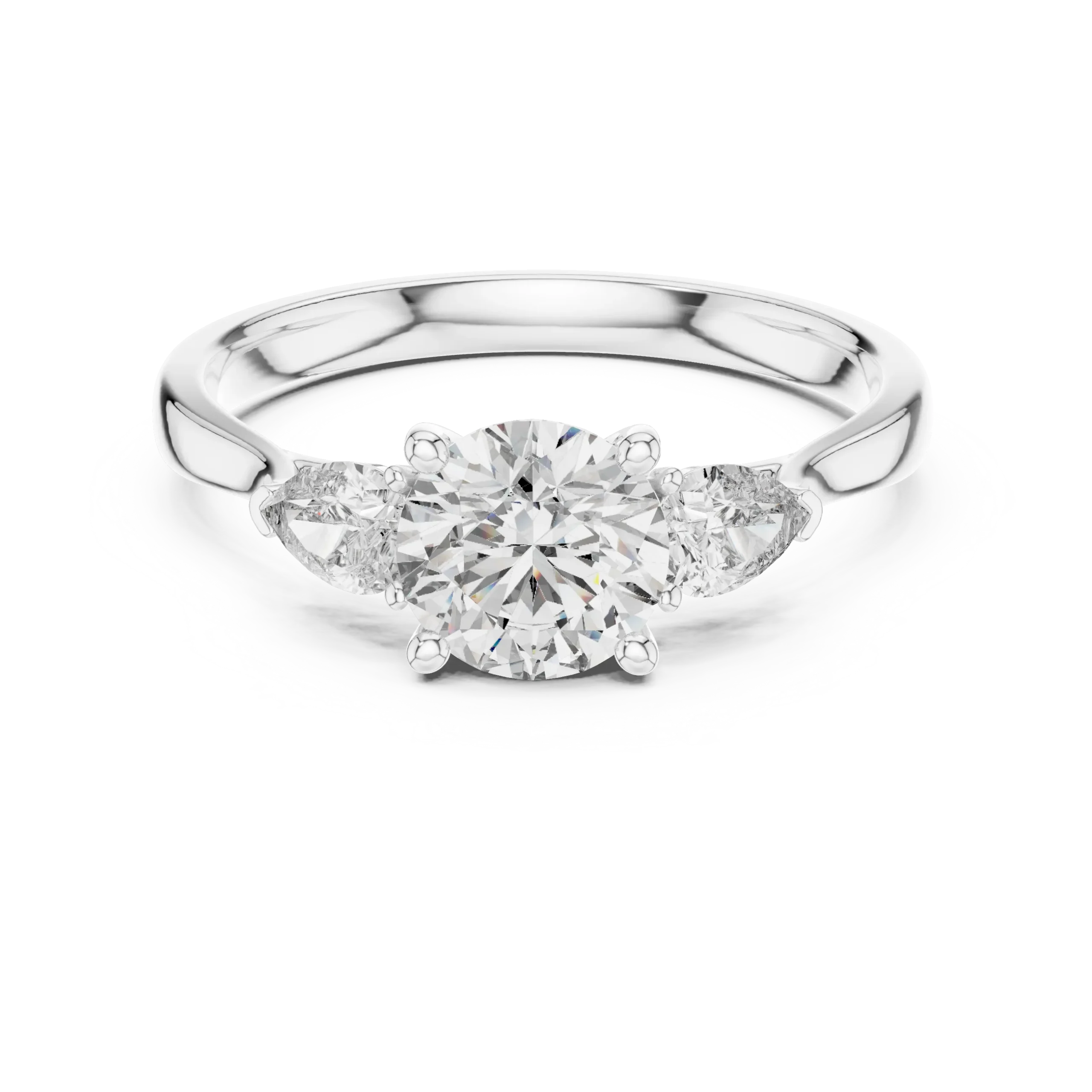 Peara Round & Pear Three Stone Diamond Ring - Image 6