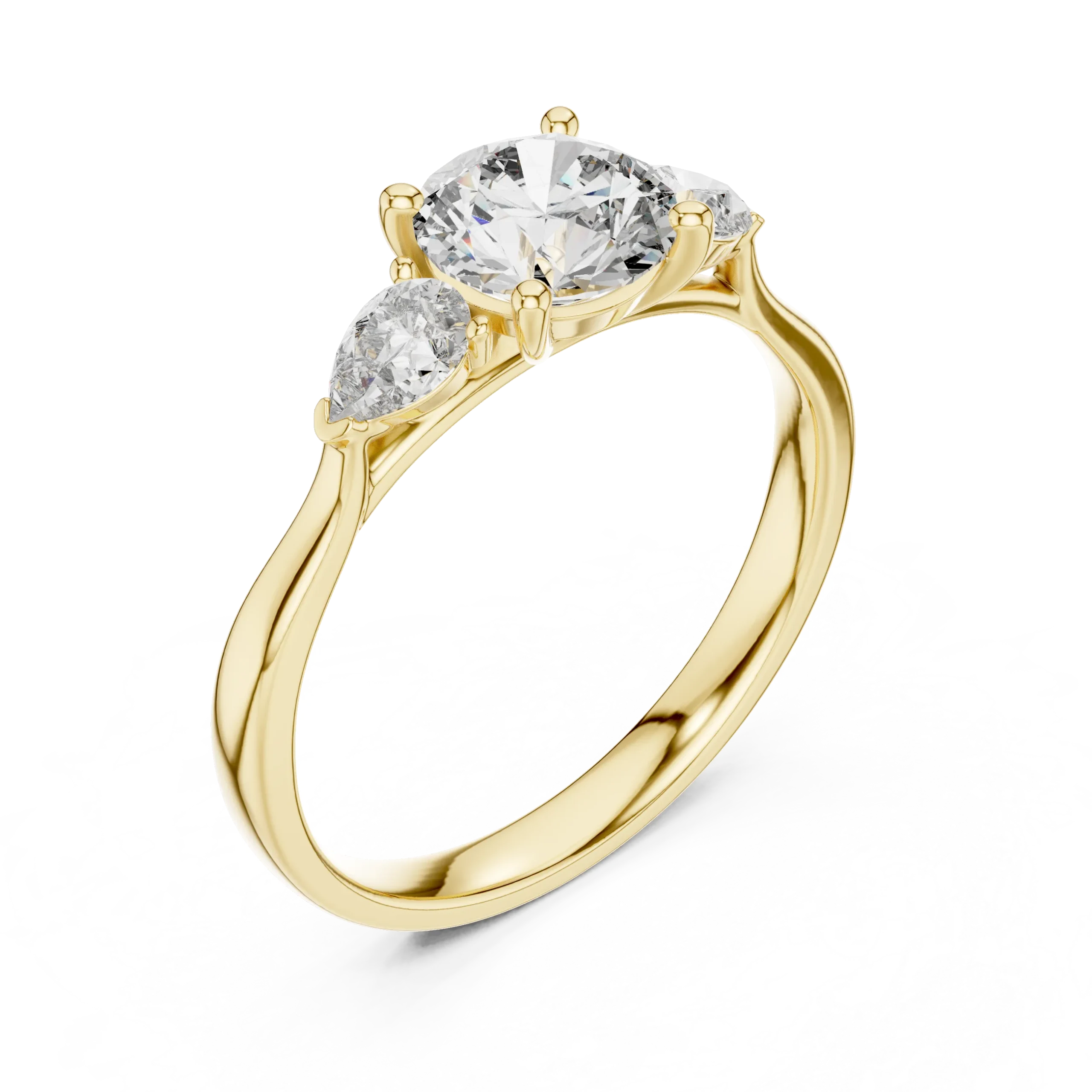Peara Round & Pear Three Stone Diamond Ring - Image 3