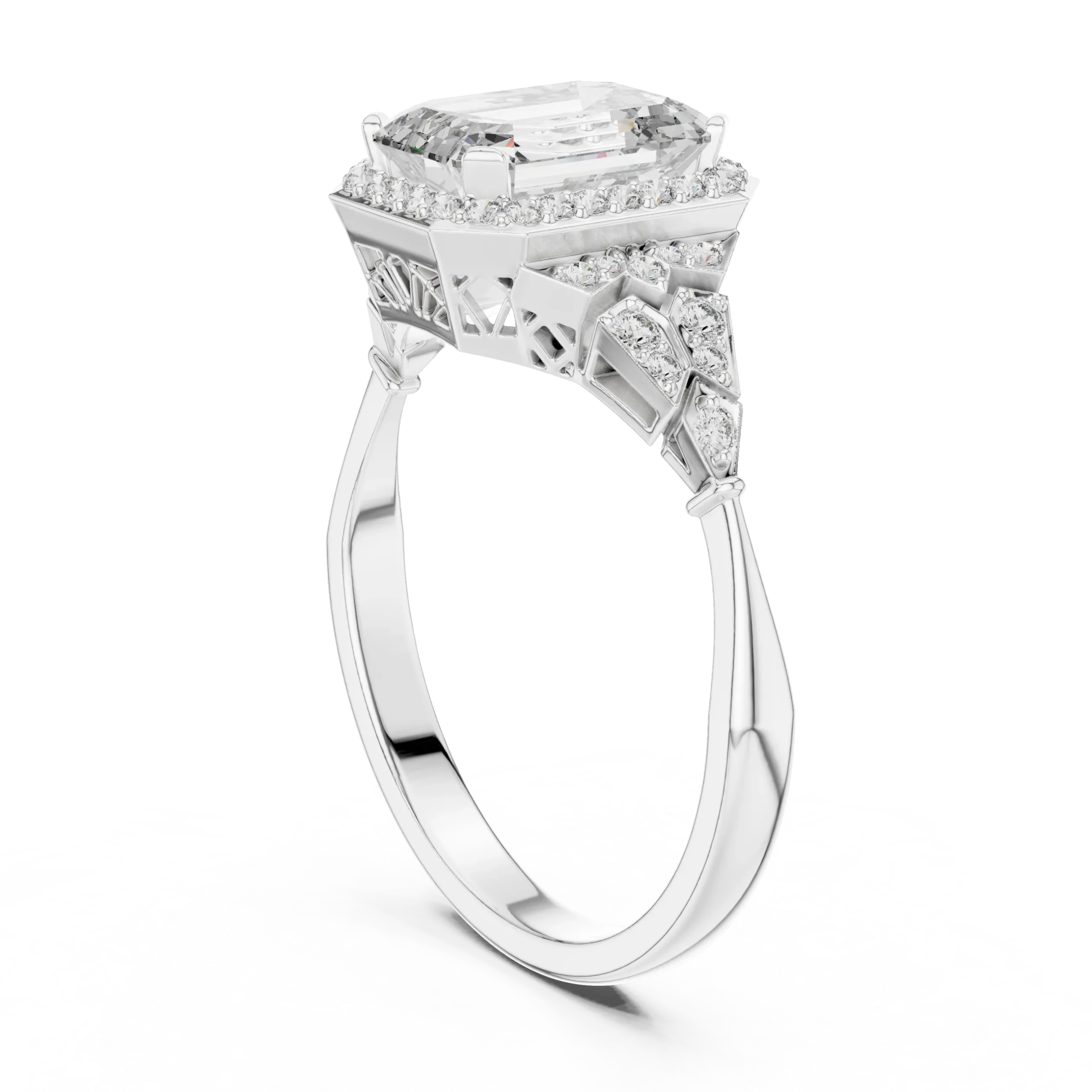 Emerelle Emerald & Round Diamond Ring - Image 4