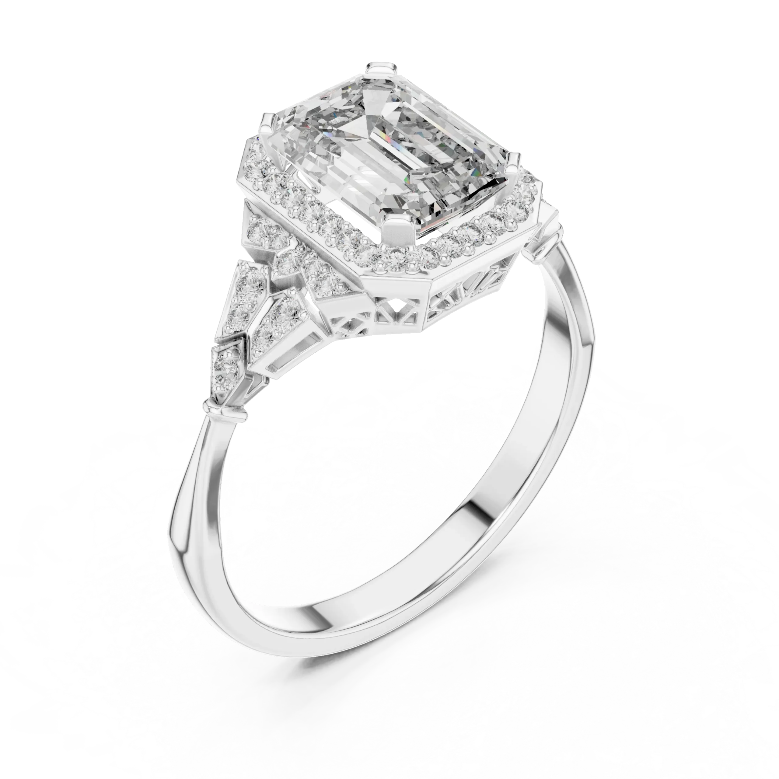 Emerelle Emerald & Round Diamond Ring