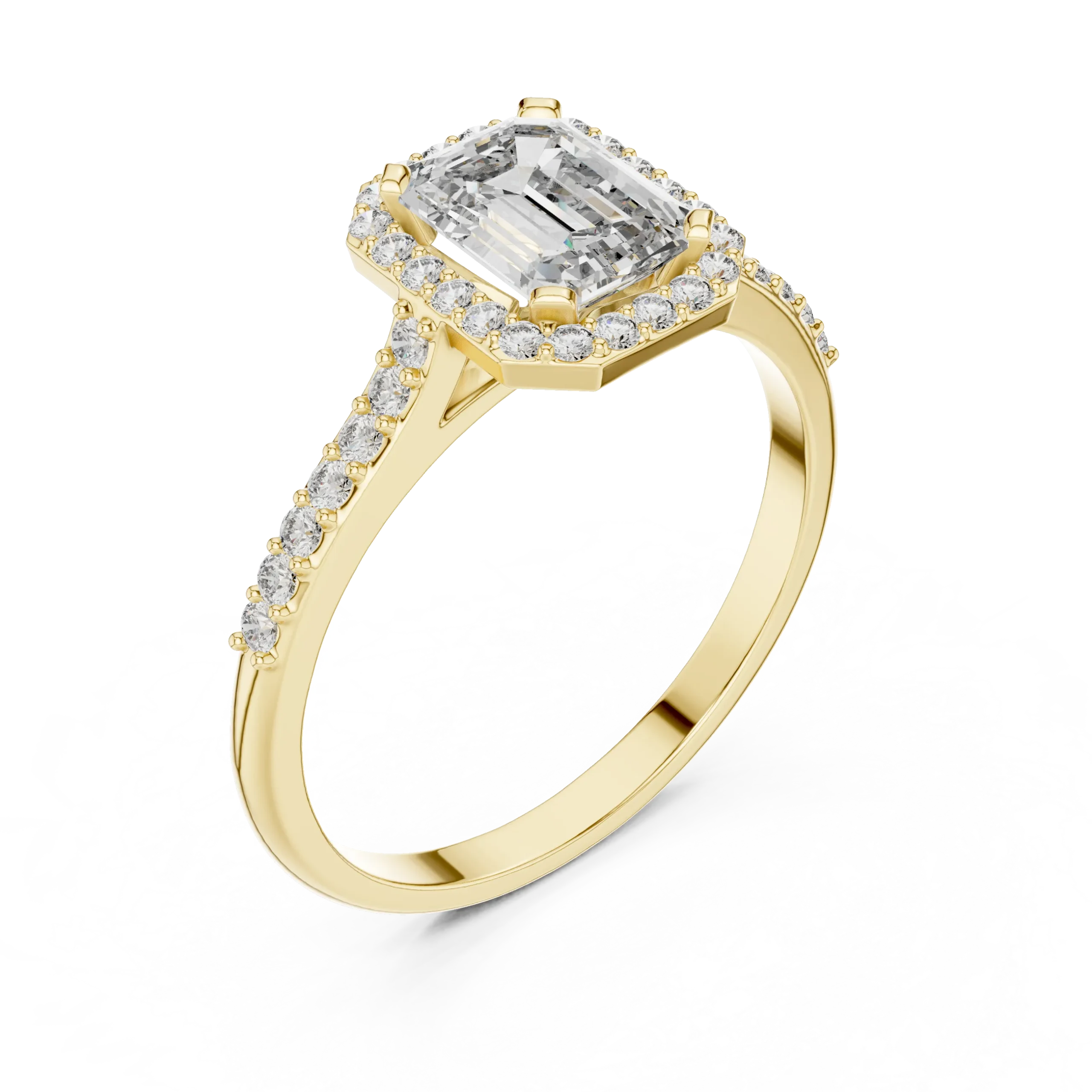 Emerald & Round Diamond Ring