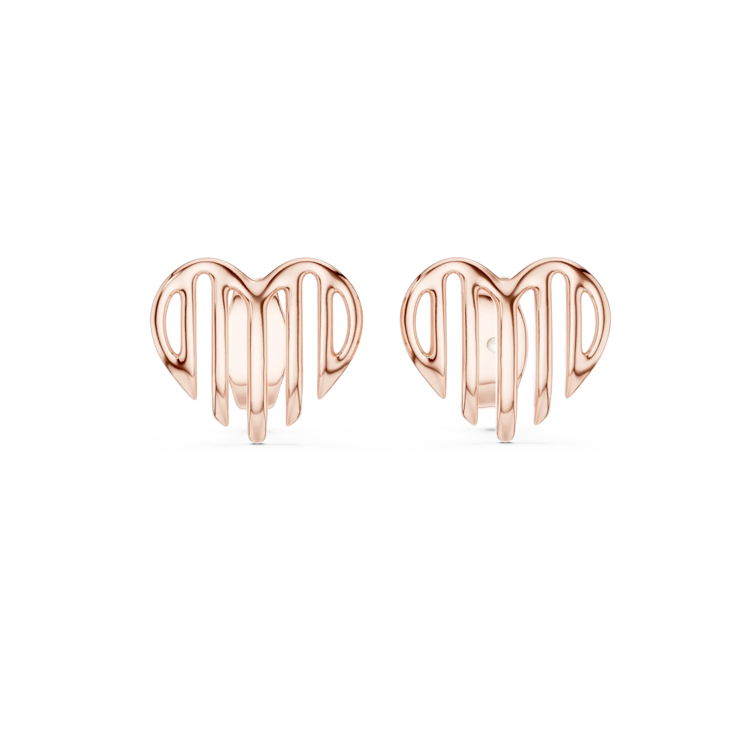 Amorina Striped Heart Gold Stud Earrings - Image 3
