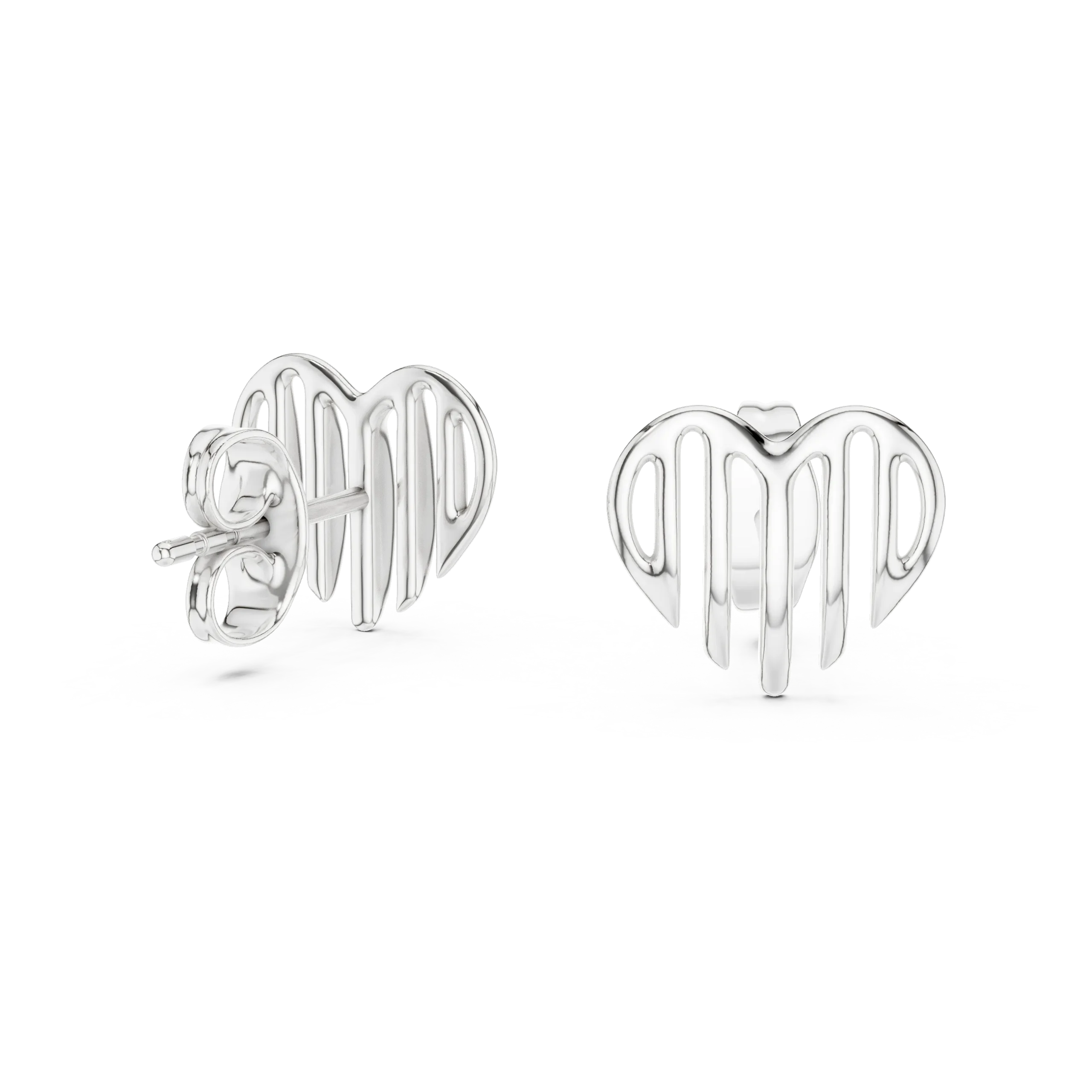 Amorina Striped Heart Gold Stud Earrings - Image 4