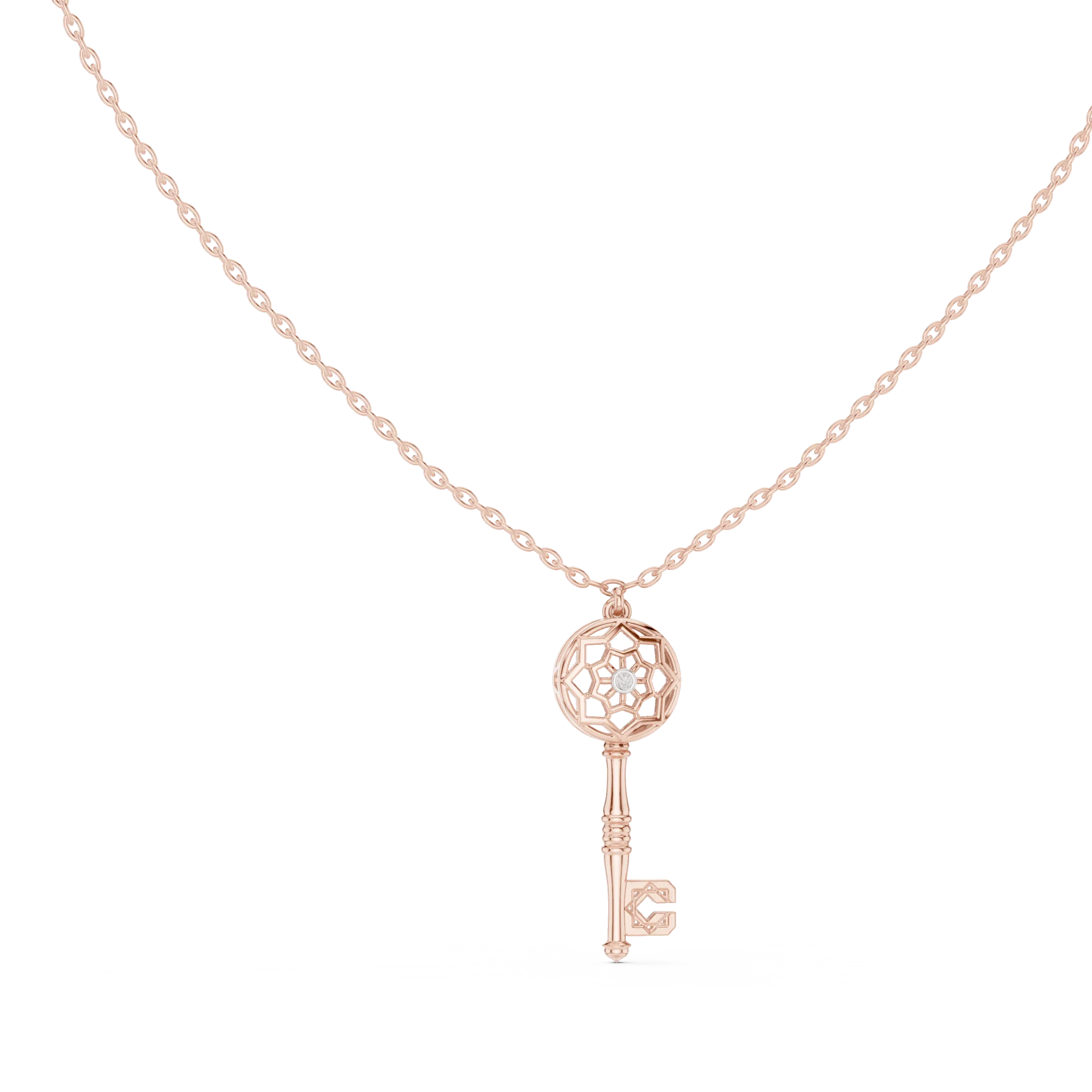 Geovara Lattice Key Diamond Pendant