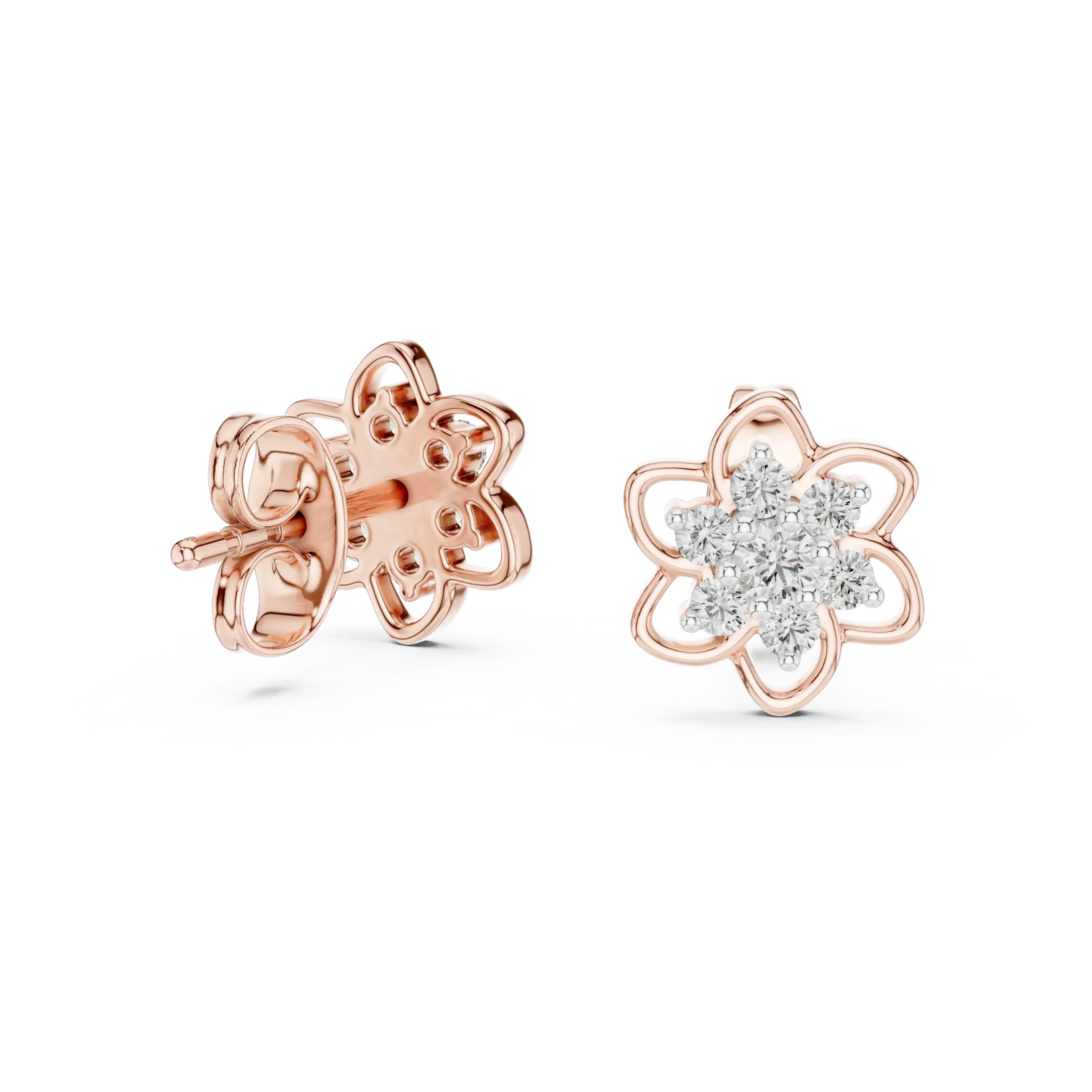 Lotara Round Lotus Diamond Earrings - Image 4