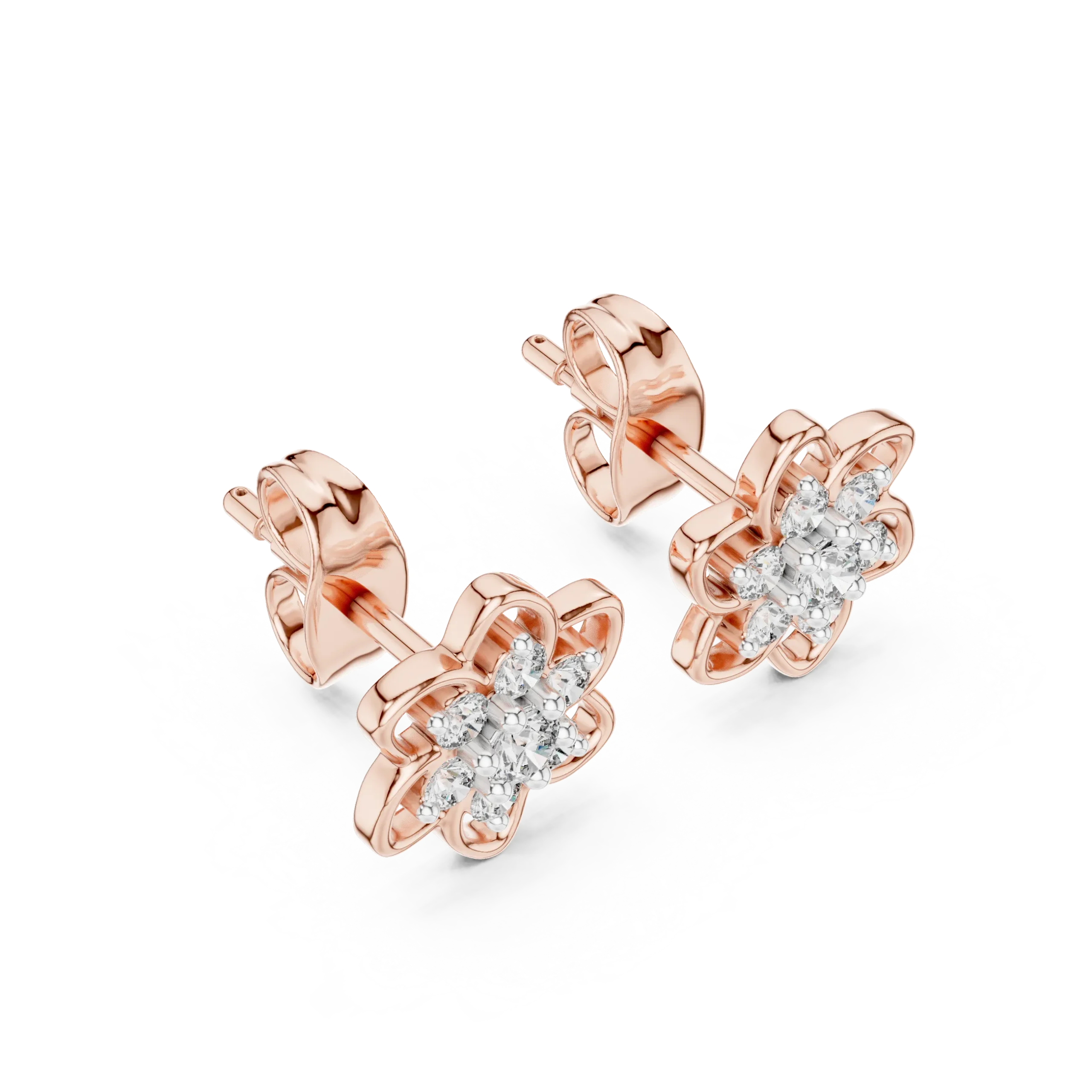 Lotara Round Lotus Diamond Earrings - Image 5