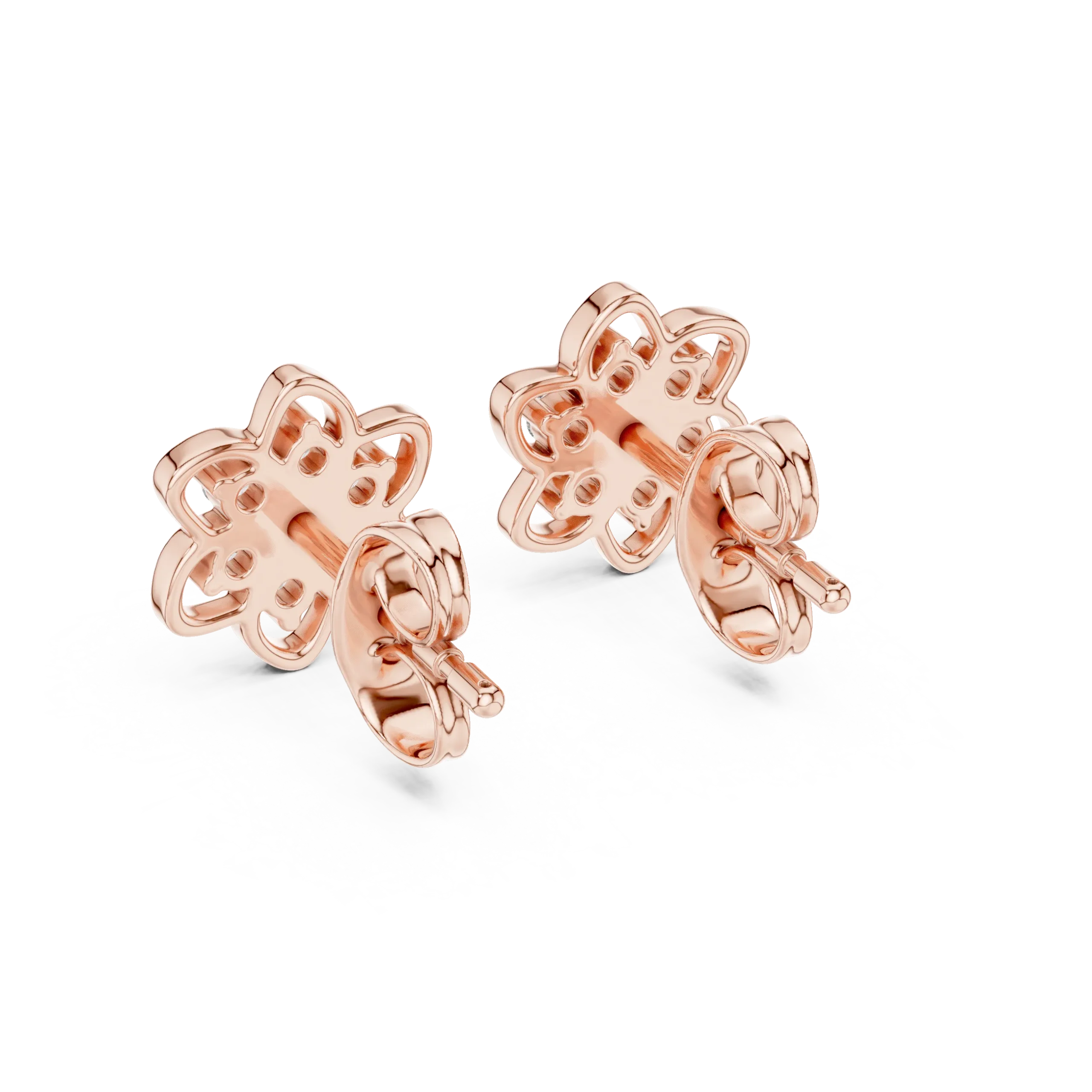 Lotara Round Lotus Diamond Earrings - Image 6
