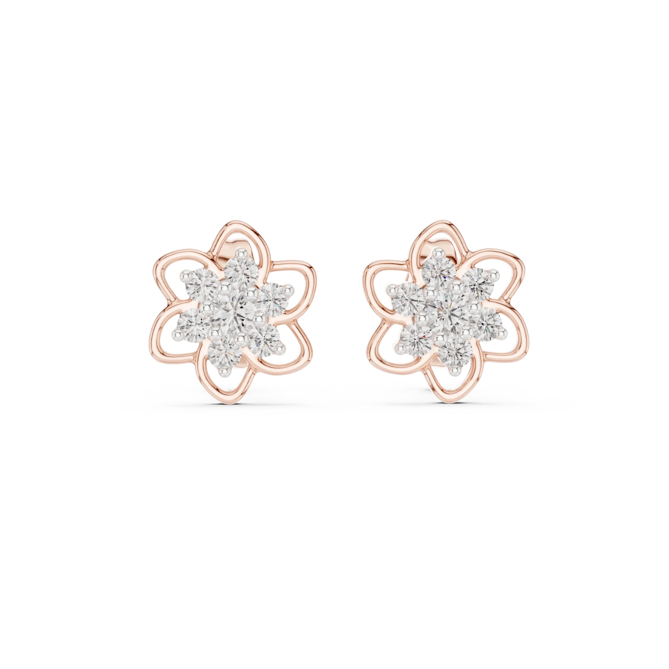 Lotara Round Lotus Diamond Earrings