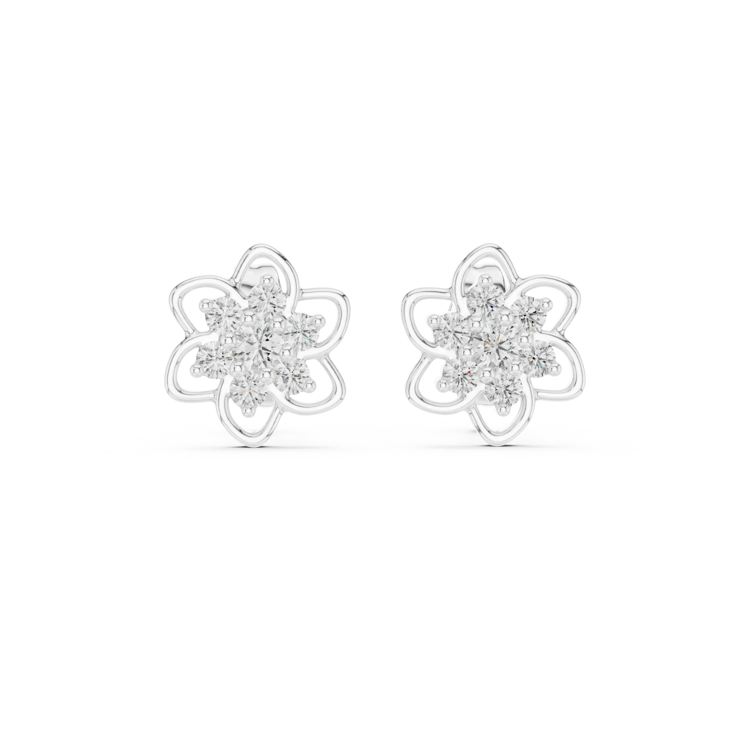 Lotara Round Lotus Diamond Earrings - Image 2