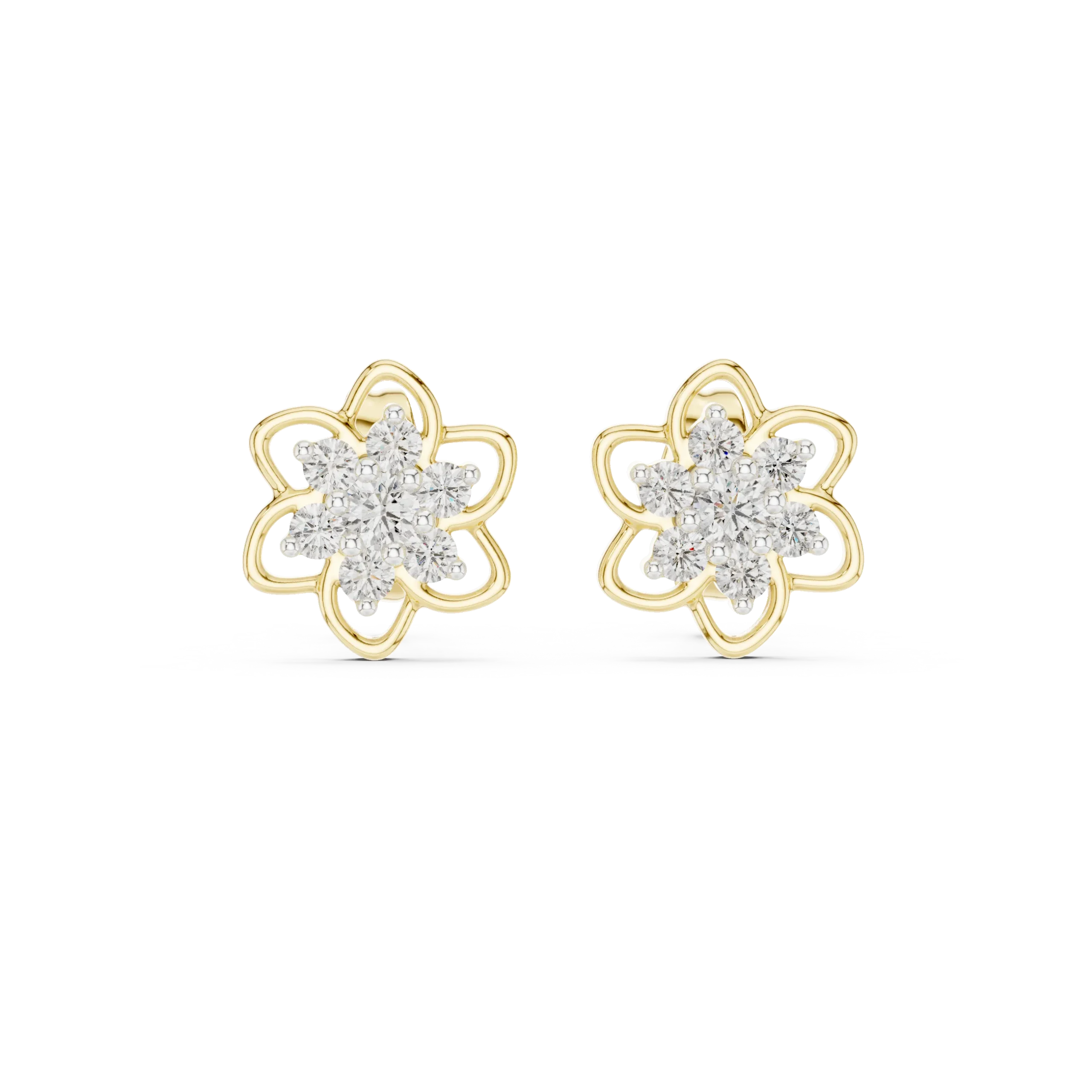 Lotara Round Lotus Diamond Earrings - Image 3